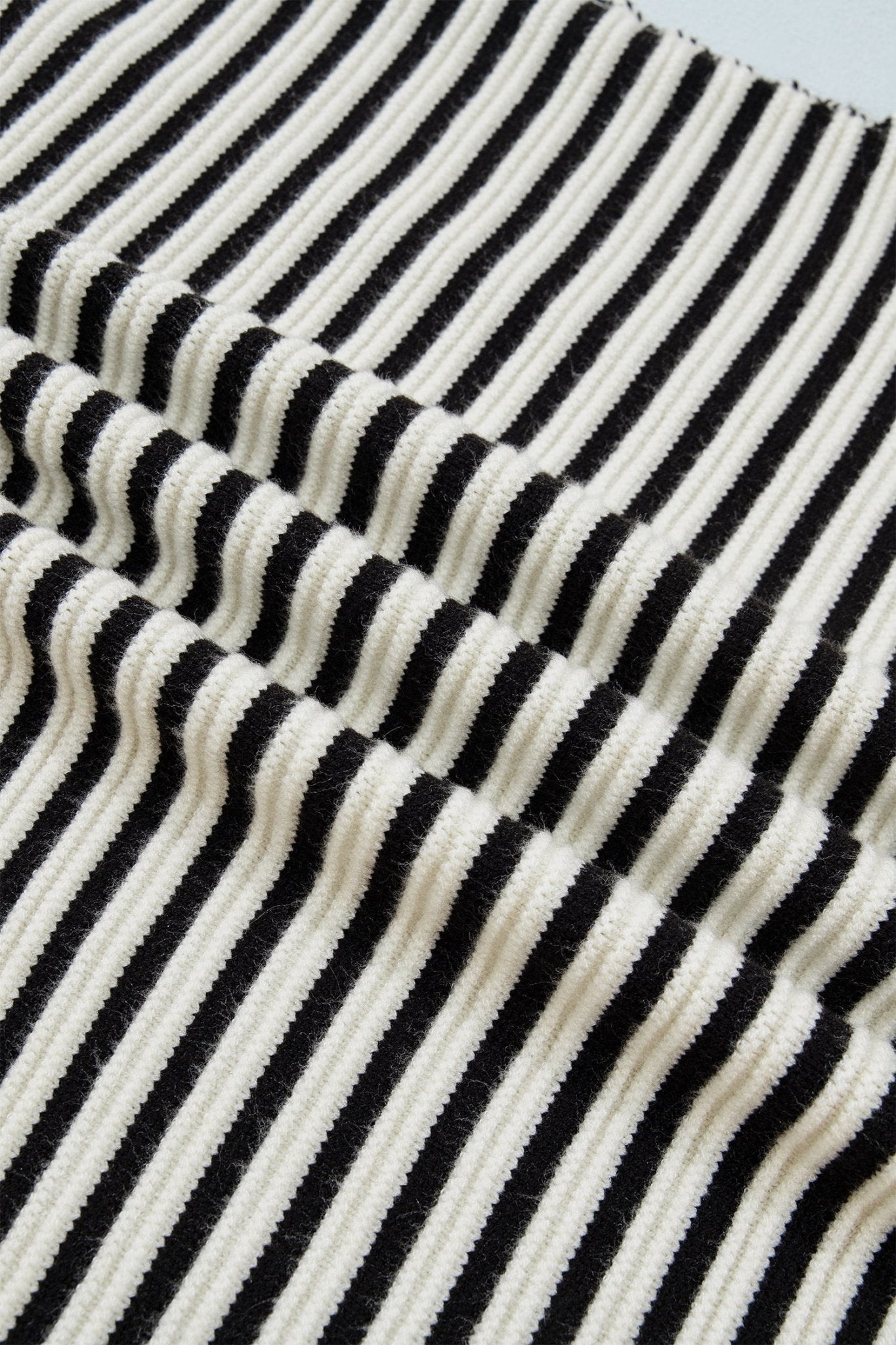 Stripe Ribbed Trim Reverse Seam Drop Shoulder Sweater - Rooted & Reckless Co.