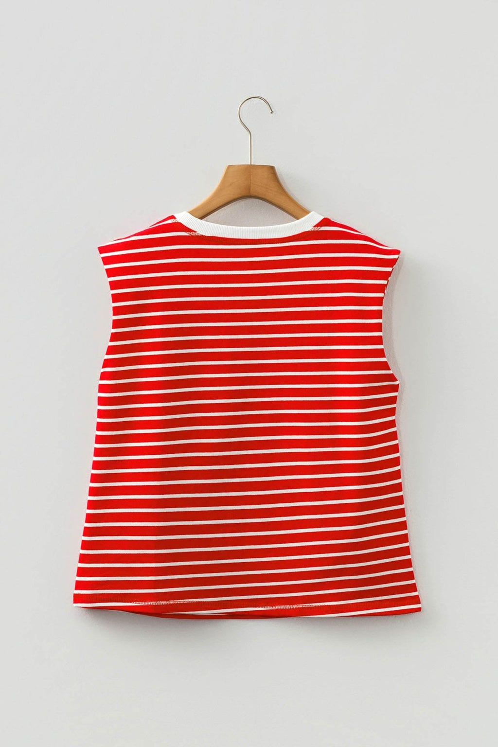 Stripe Ribbed Trim Round Neck Tank Top - Rooted & Reckless Co.