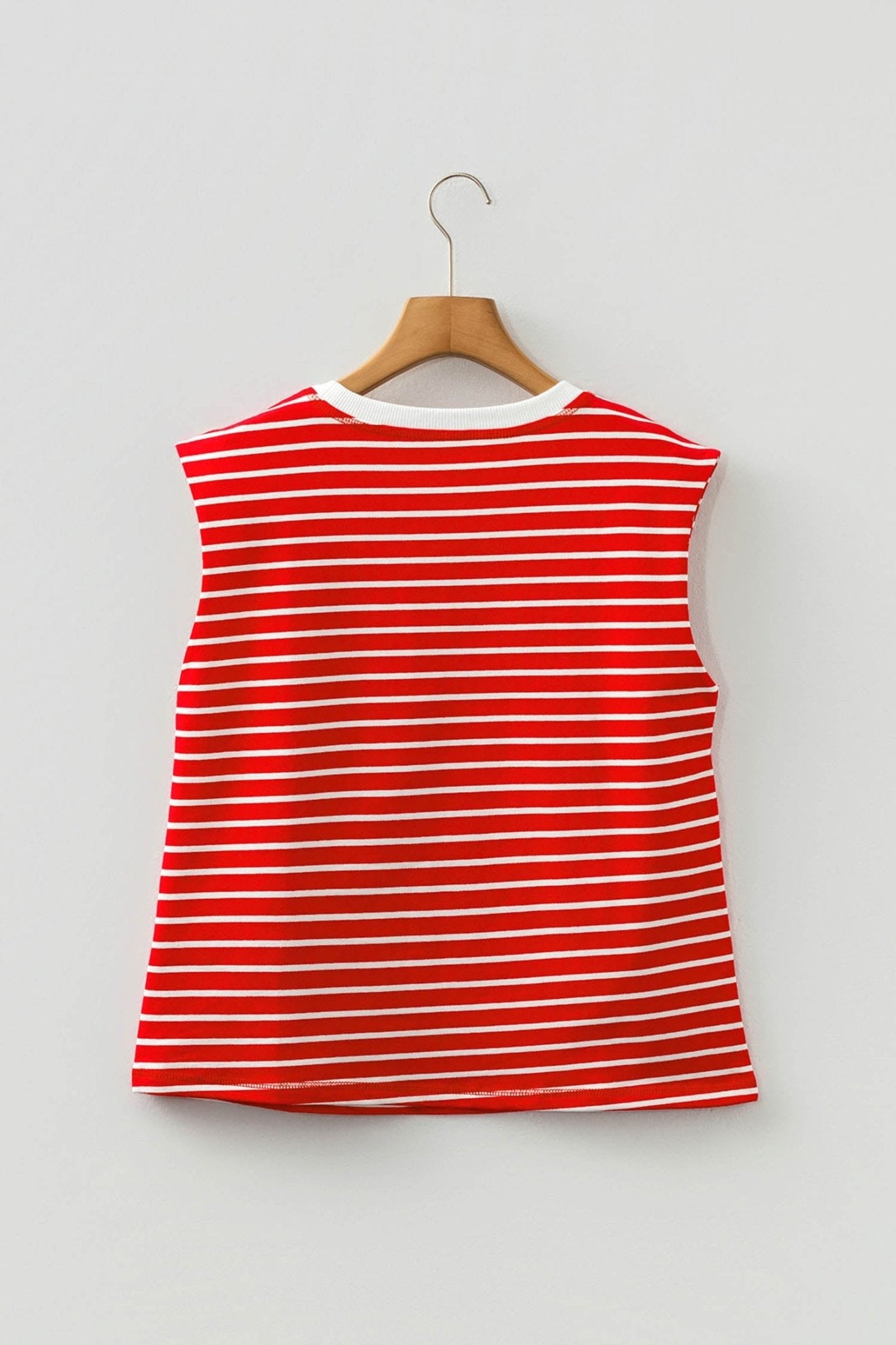 Stripe Ribbed Trim Round Neck Tank Top - Rooted & Reckless Co.