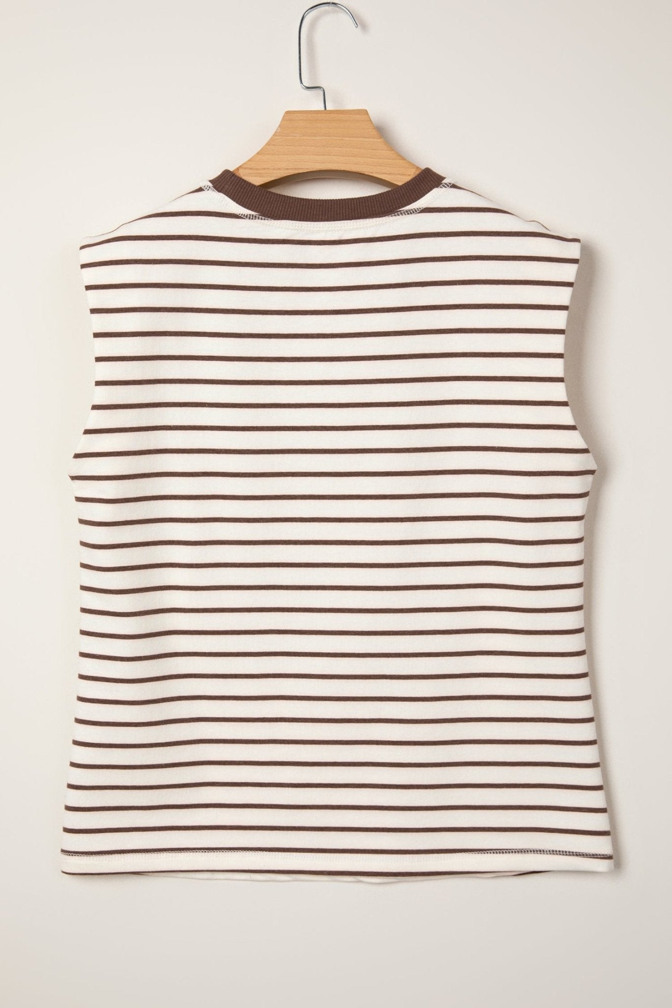 Stripe Ribbed Trim Round Neck Tank Top - Rooted & Reckless Co.
