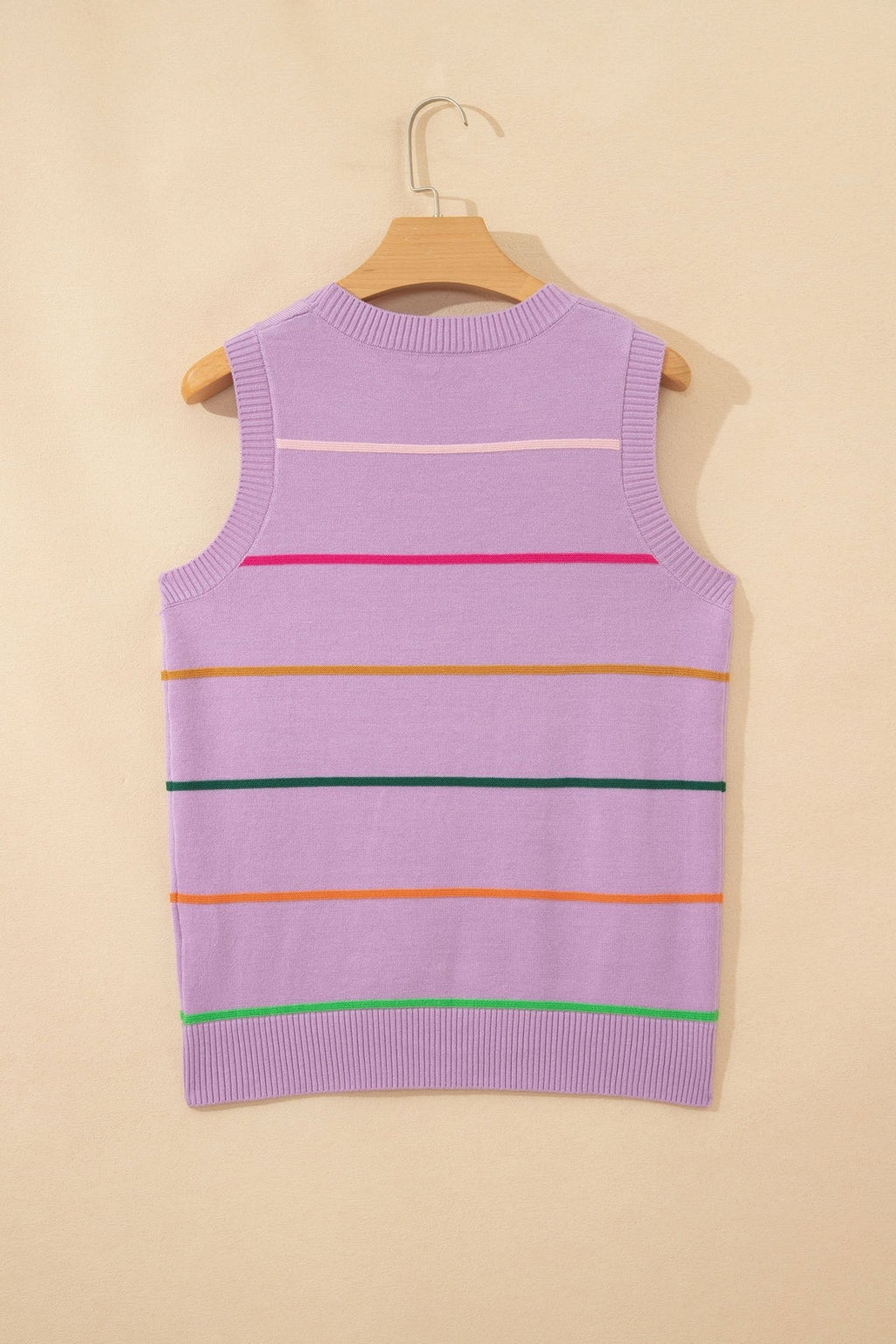 Stripe Ribbed Trim Sleeveless Sweater Knit Tank - Rooted & Reckless Co.