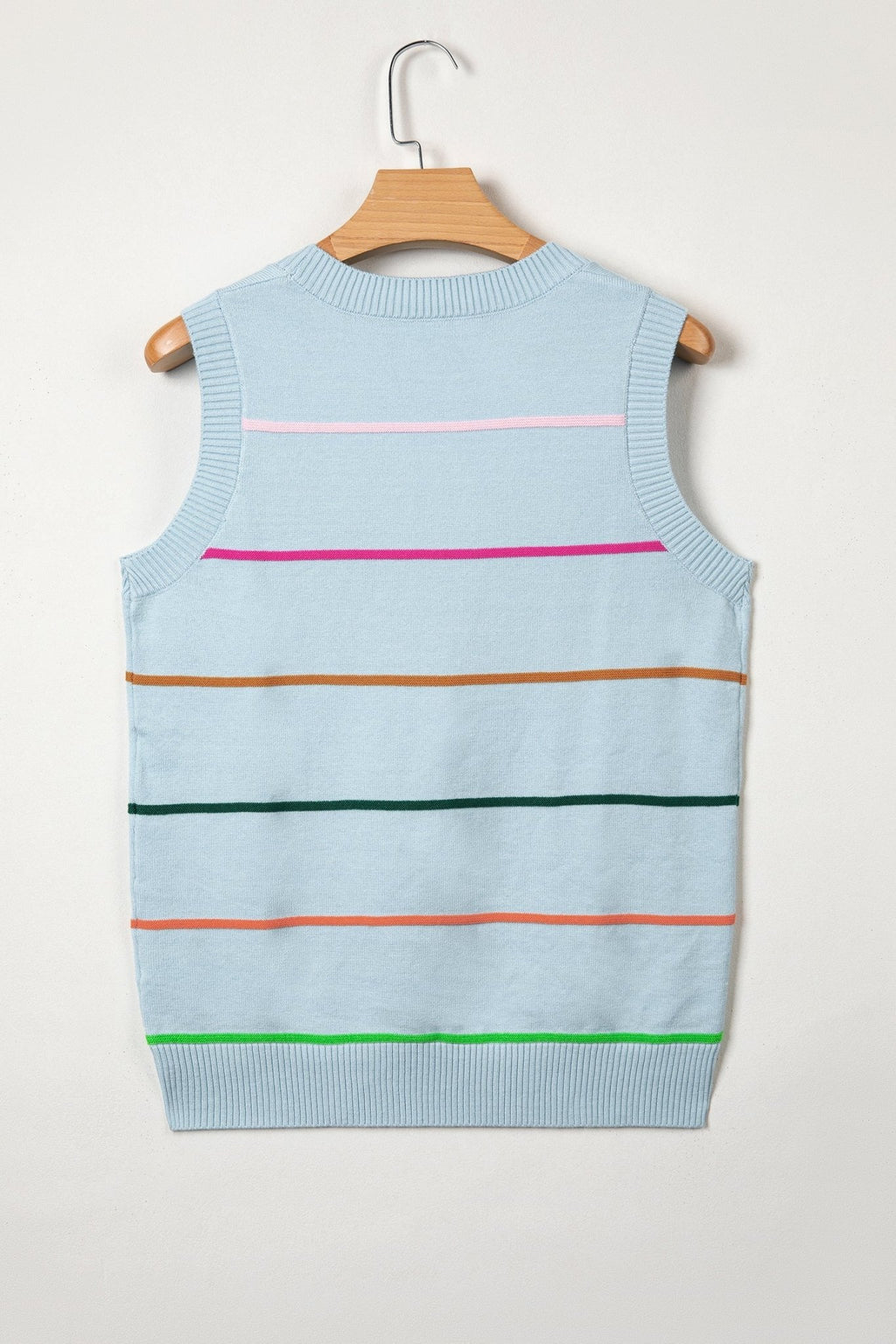 Stripe Ribbed Trim Sleeveless Sweater Knit Tank - Rooted & Reckless Co.