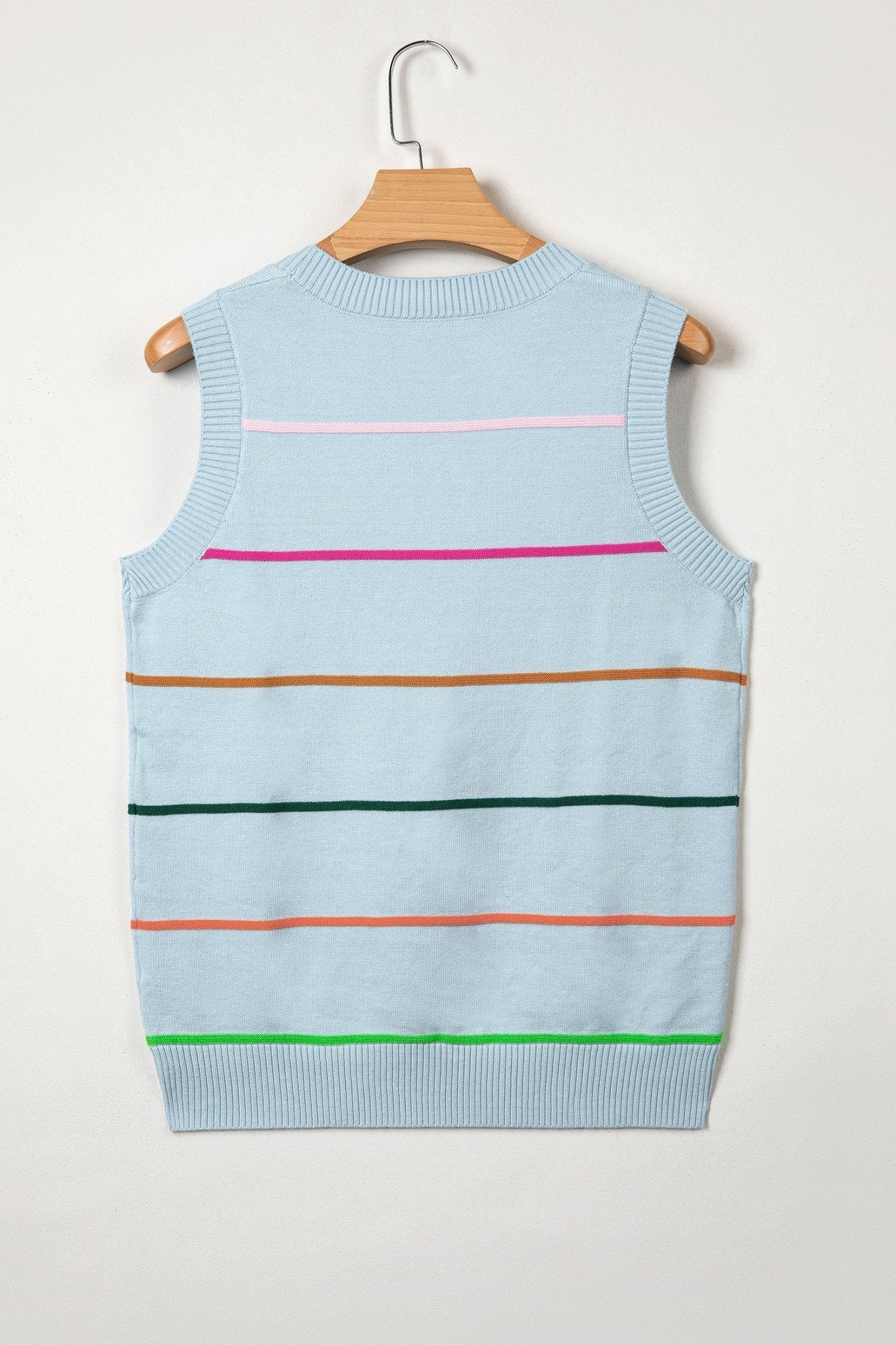 Stripe Ribbed Trim Sleeveless Sweater Knit Tank - Rooted & Reckless Co.