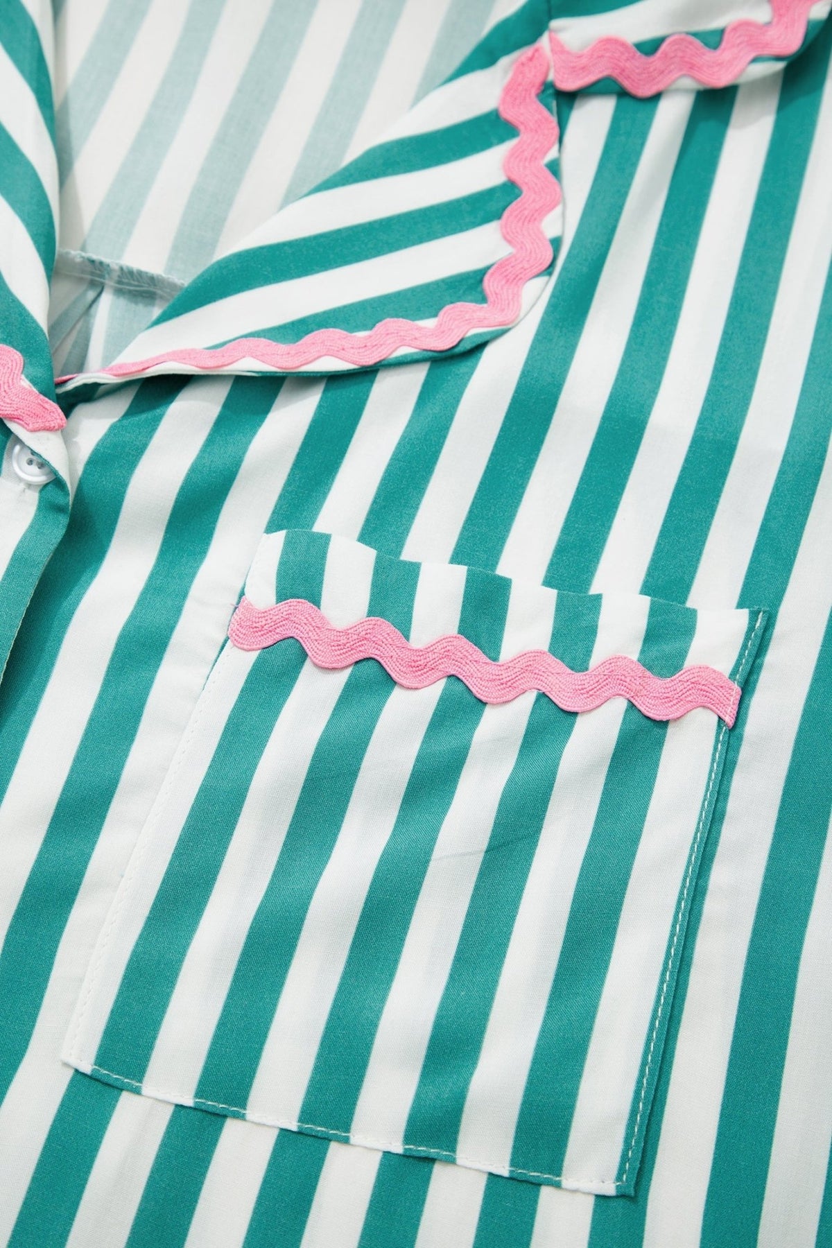 Stripe Ricrac Trim Shirt & Drawstring Shorts Set - Rooted & Reckless Co.