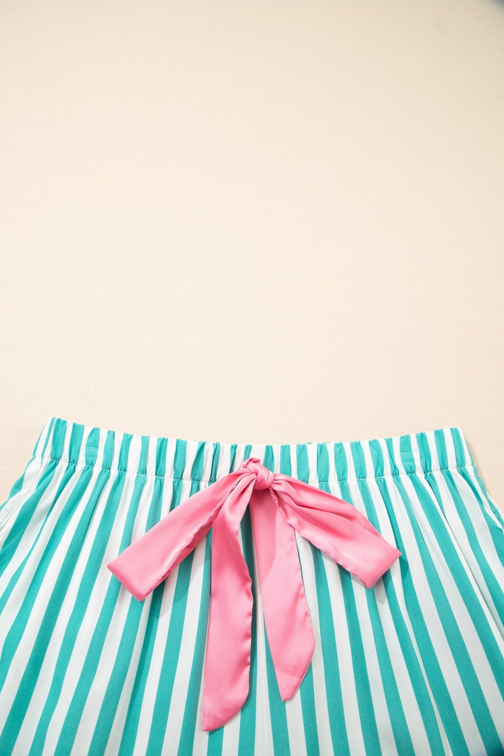 Stripe Ricrac Trim Shirt & Drawstring Shorts Set - Rooted & Reckless Co.