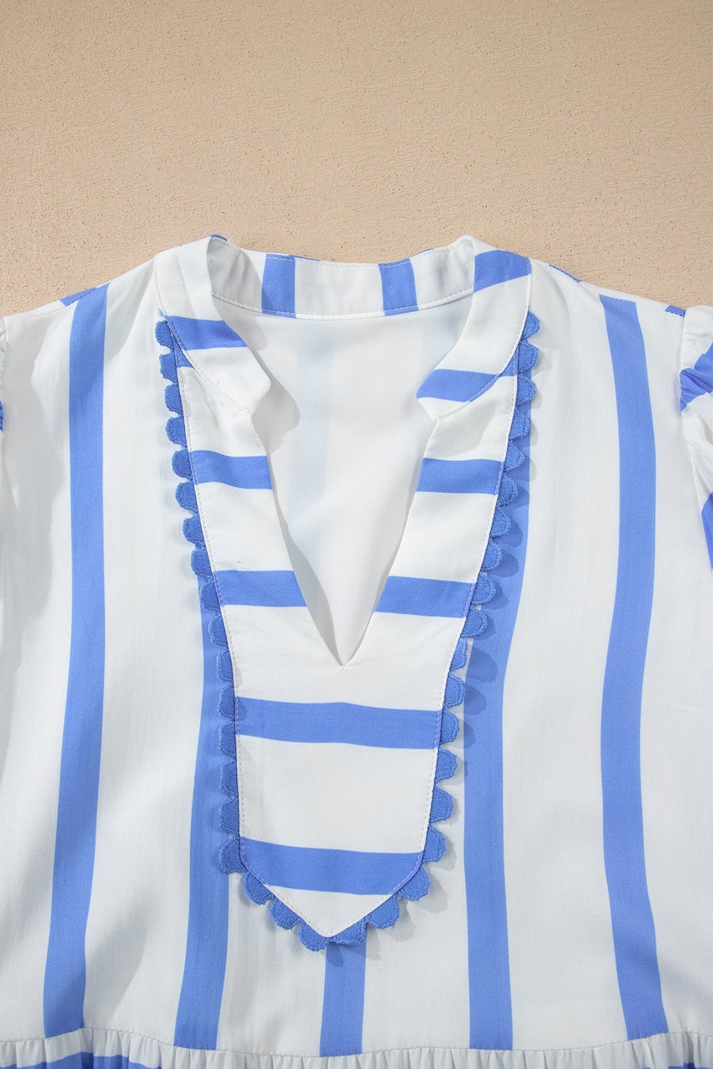 Stripe Ricrac Trim Short Sleeve Midi Dress - Rooted & Reckless Co.