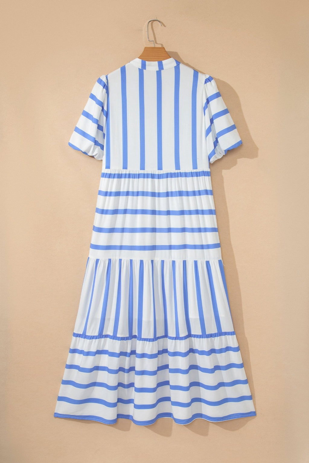 Stripe Ricrac Trim Short Sleeve Midi Dress - Rooted & Reckless Co.