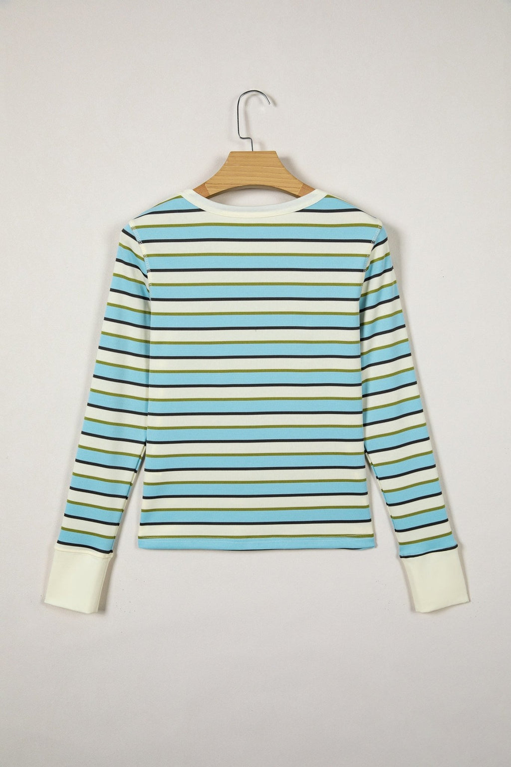 Stripe Round Neck Ribbed Knit Long Sleeve Top - Rooted & Reckless Co.
