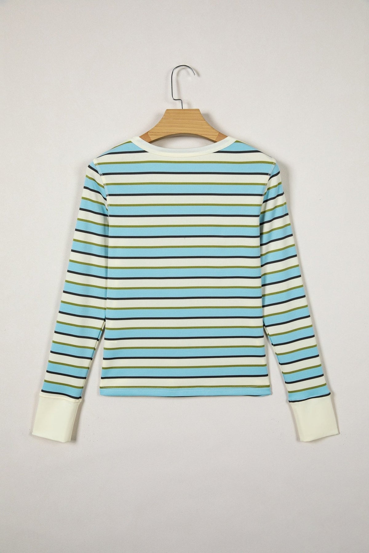 Stripe Round Neck Ribbed Knit Long Sleeve Top - Rooted & Reckless Co.