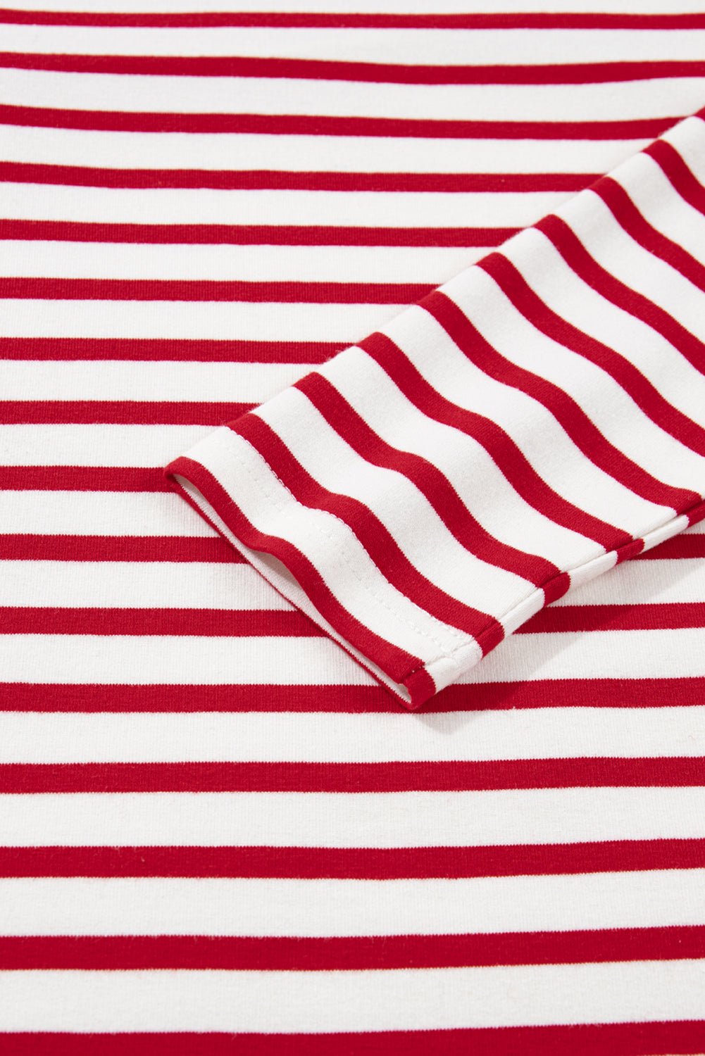 Stripe Round Neck Ruffle Trim Long Sleeve Top - Rooted & Reckless Co.