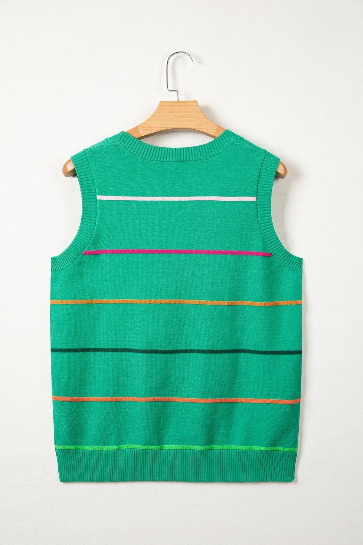 Stripe Round Neck Sleeveless Sweater Tank - Rooted & Reckless Co.