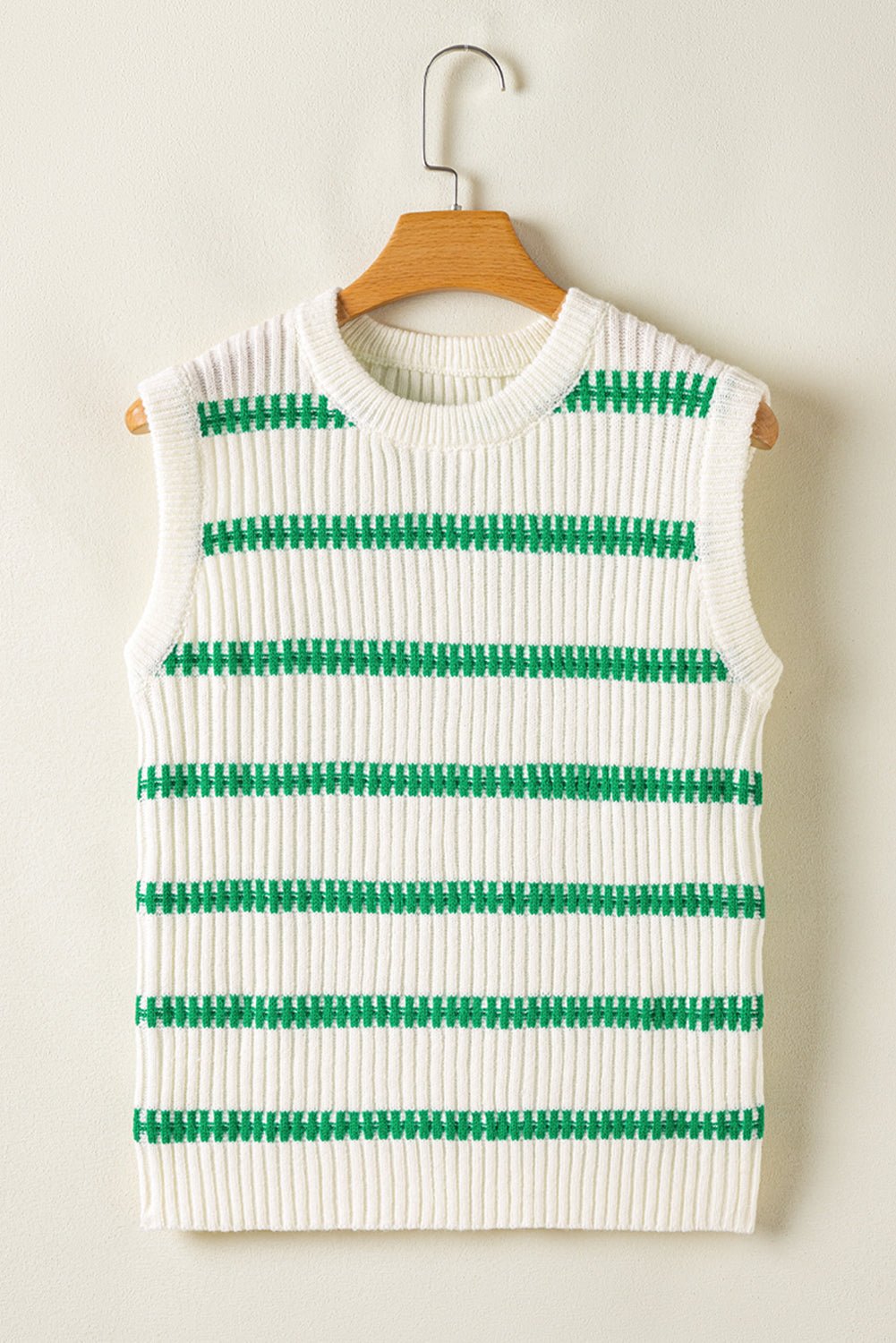 Stripe Round Neck Sleeveless Sweater Top - Rooted & Reckless Co.