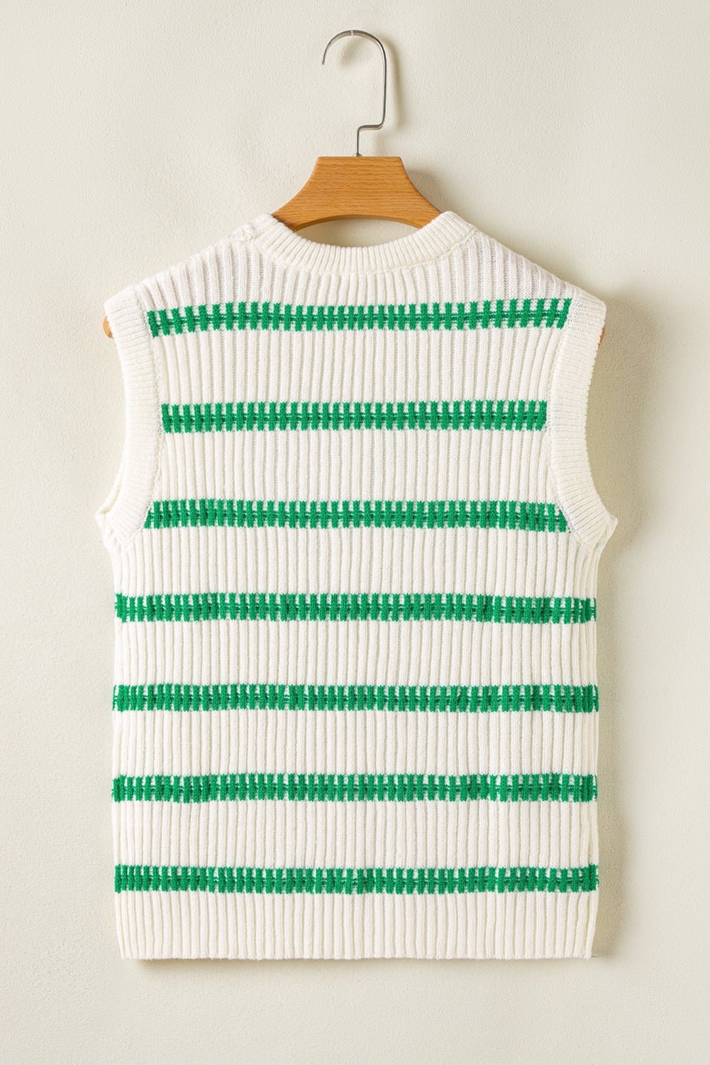 Stripe Round Neck Sleeveless Sweater Top - Rooted & Reckless Co.