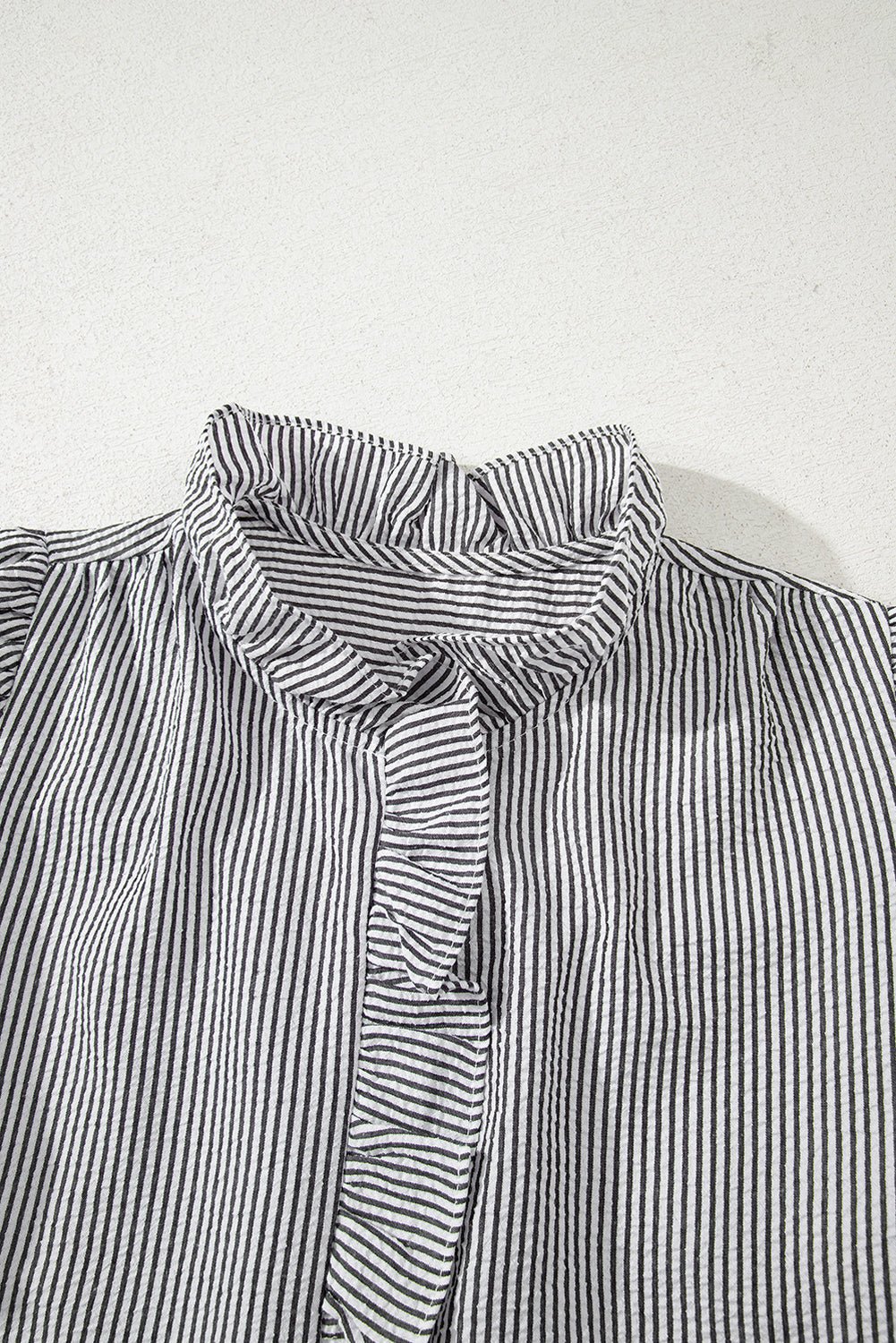 Stripe Ruffle Bubble Sleeve Shirt - Rooted & Reckless Co.