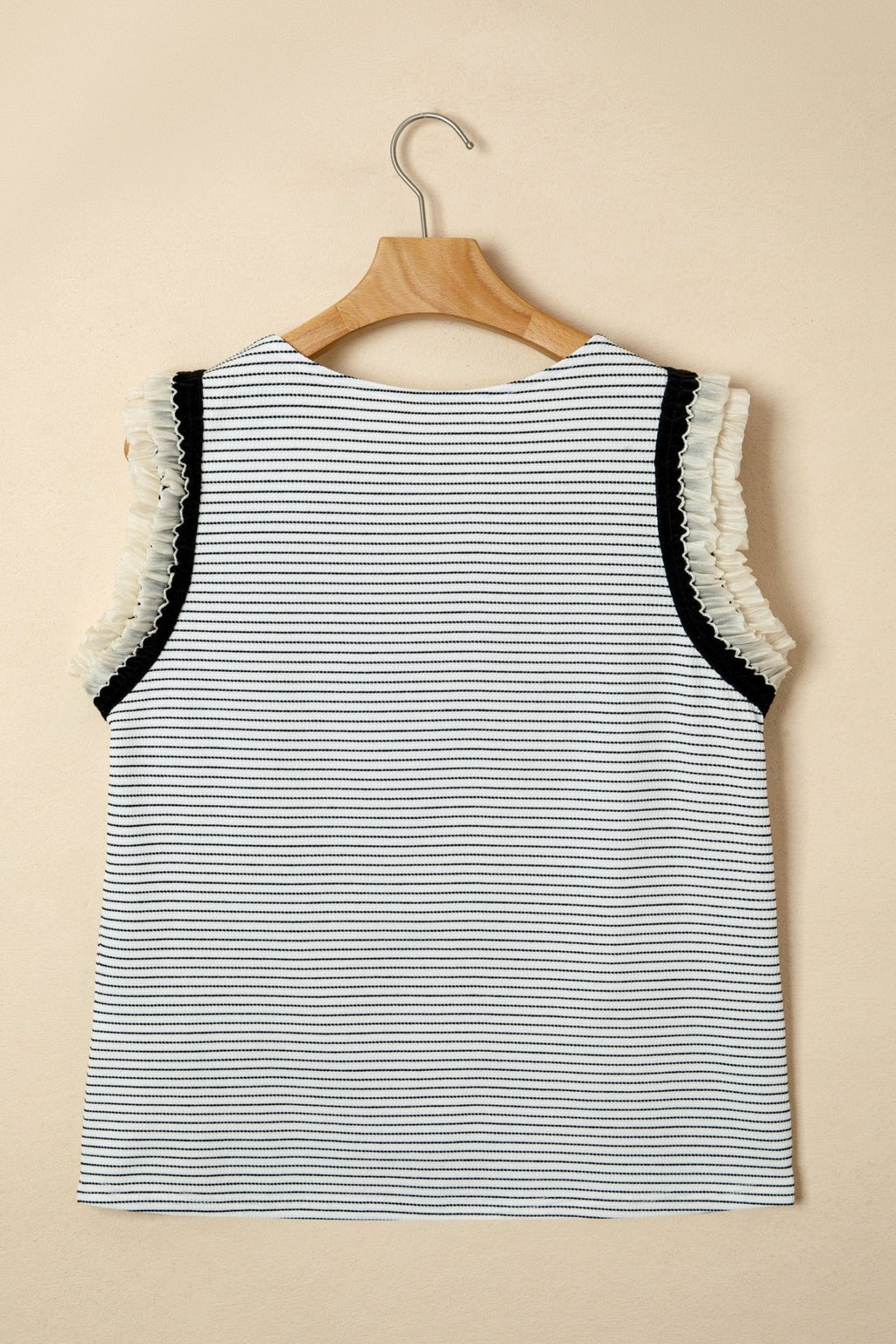 Stripe Ruffle Contrast Trim Tank Top - Rooted & Reckless Co.