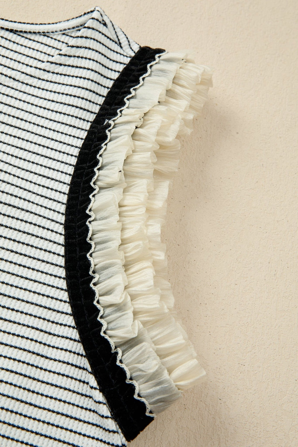 Stripe Ruffle Contrast Trim Tank Top - Rooted & Reckless Co.