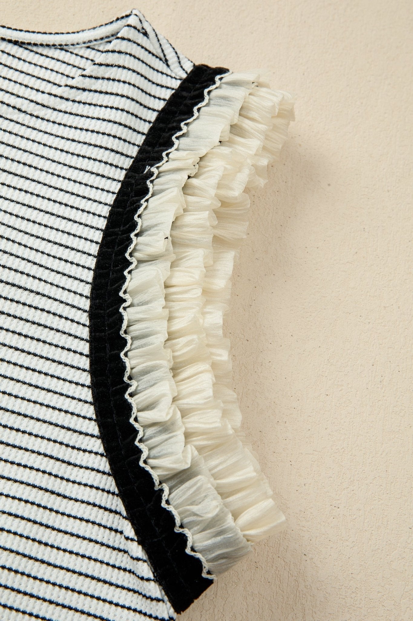 Stripe Ruffle Contrast Trim Tank Top - Rooted & Reckless Co.