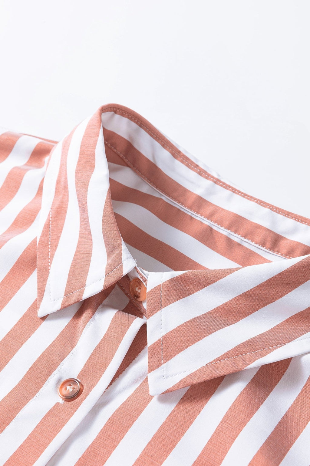 Stripe Ruffle Hem 3/4 Sleeve Buttoned Shirt - Rooted & Reckless Co.