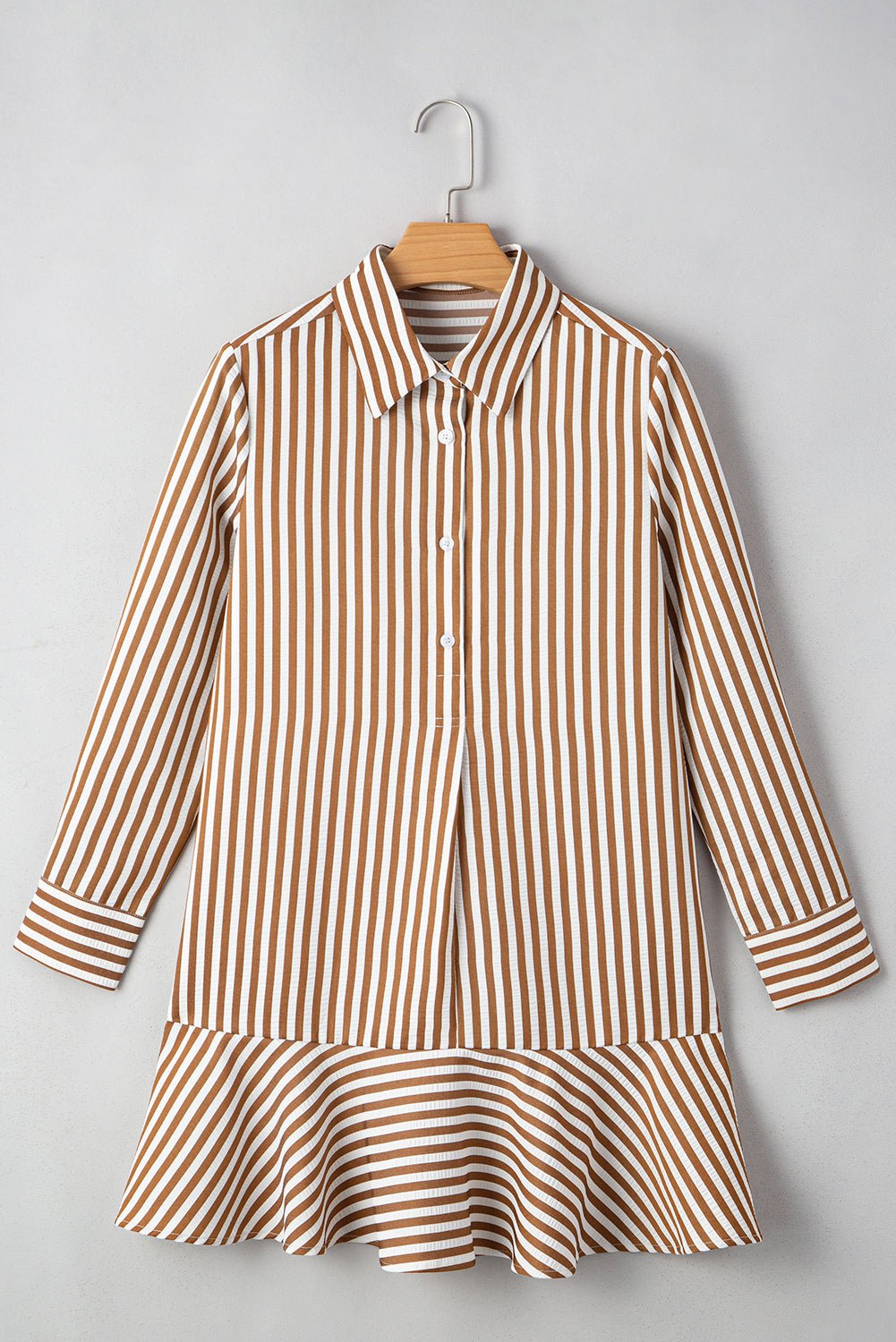 Stripe Ruffle Hem Long Sleeve Mini Dress - Rooted & Reckless Co.
