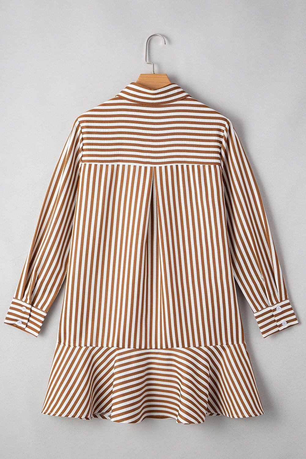 Stripe Ruffle Hem Long Sleeve Mini Dress - Rooted & Reckless Co.