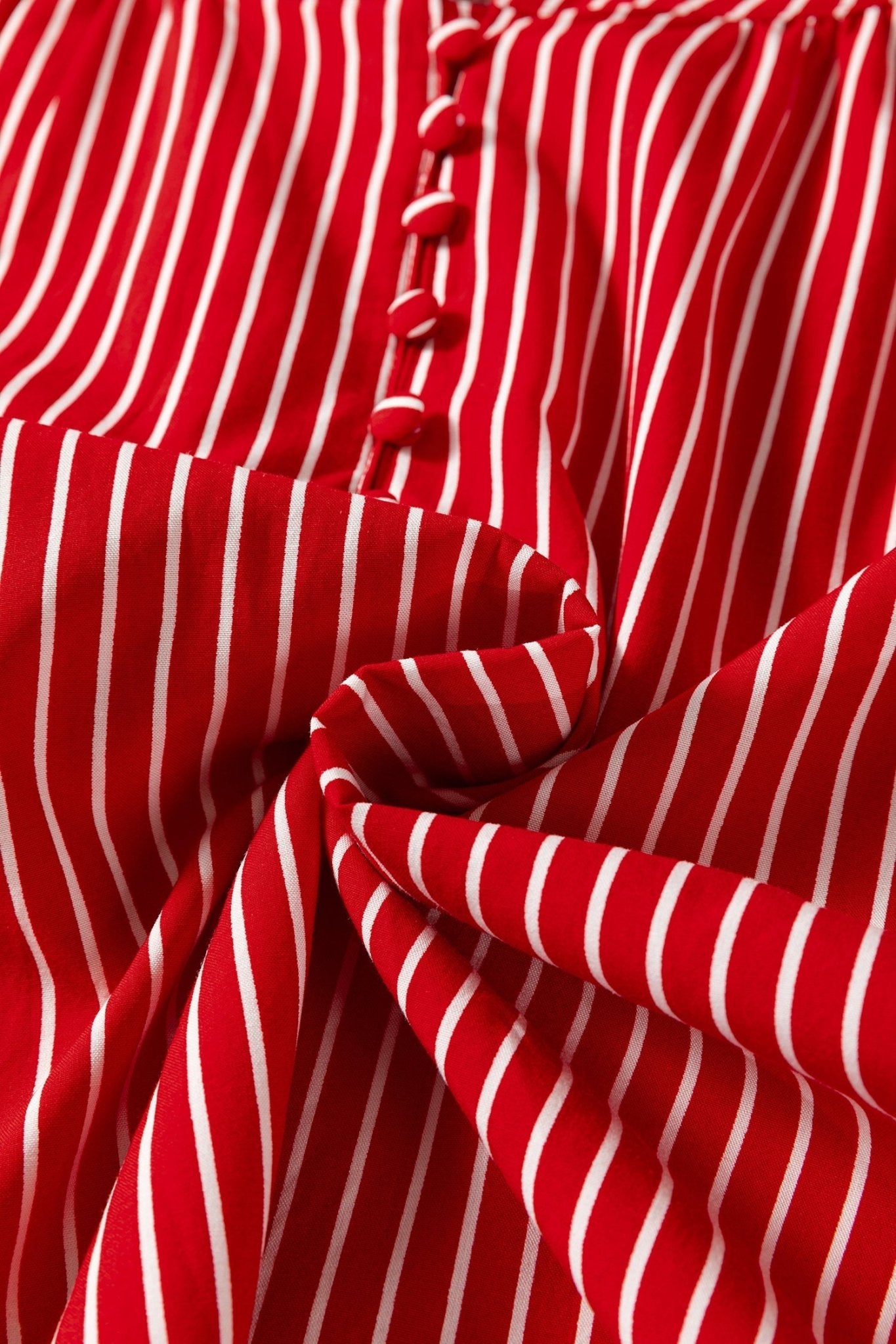 Stripe Ruffle Puff Sleeve Button Front Blouse - Rooted & Reckless Co.