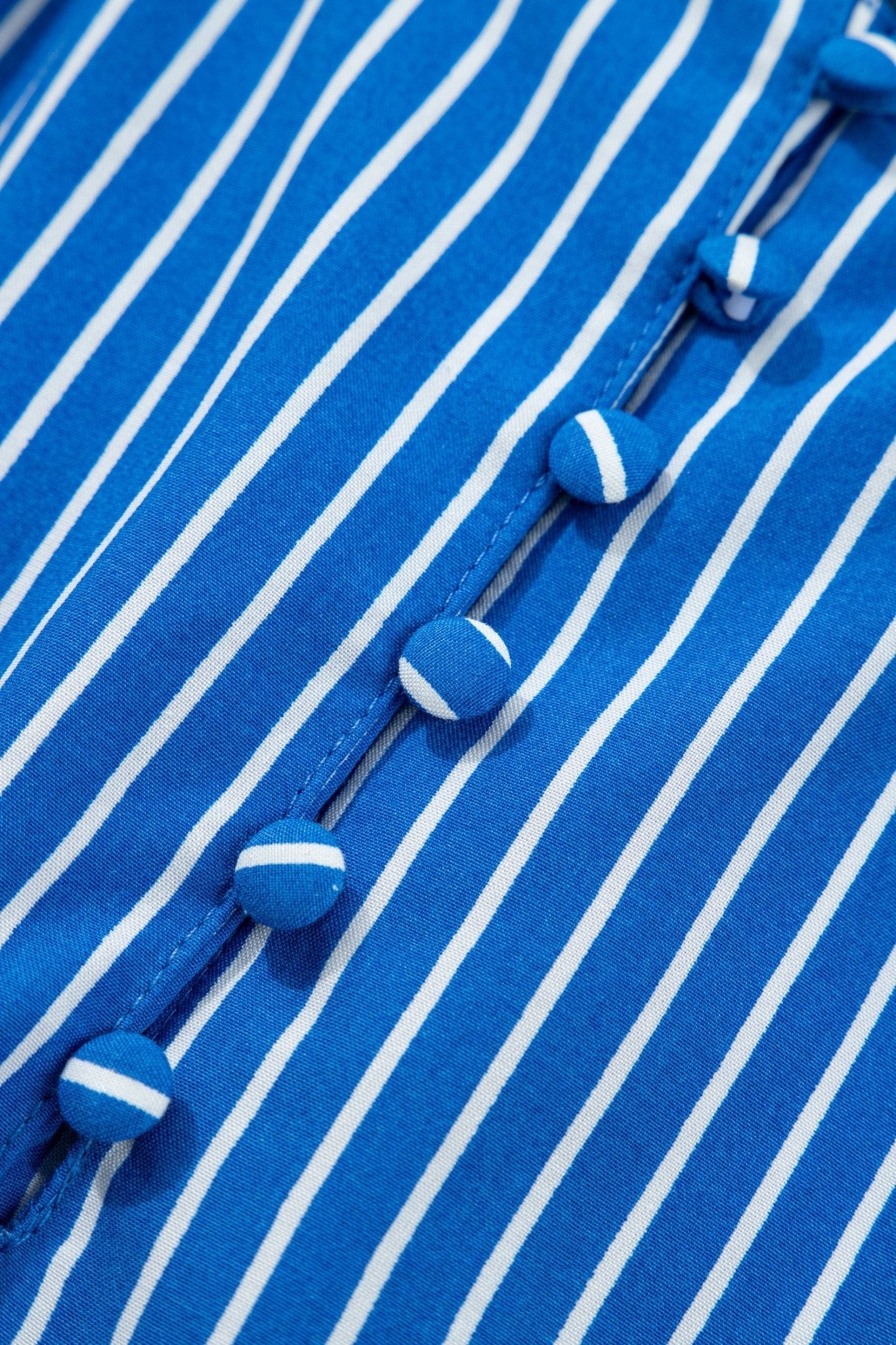 Stripe Ruffle Puff Sleeve Button Front Blouse - Rooted & Reckless Co.