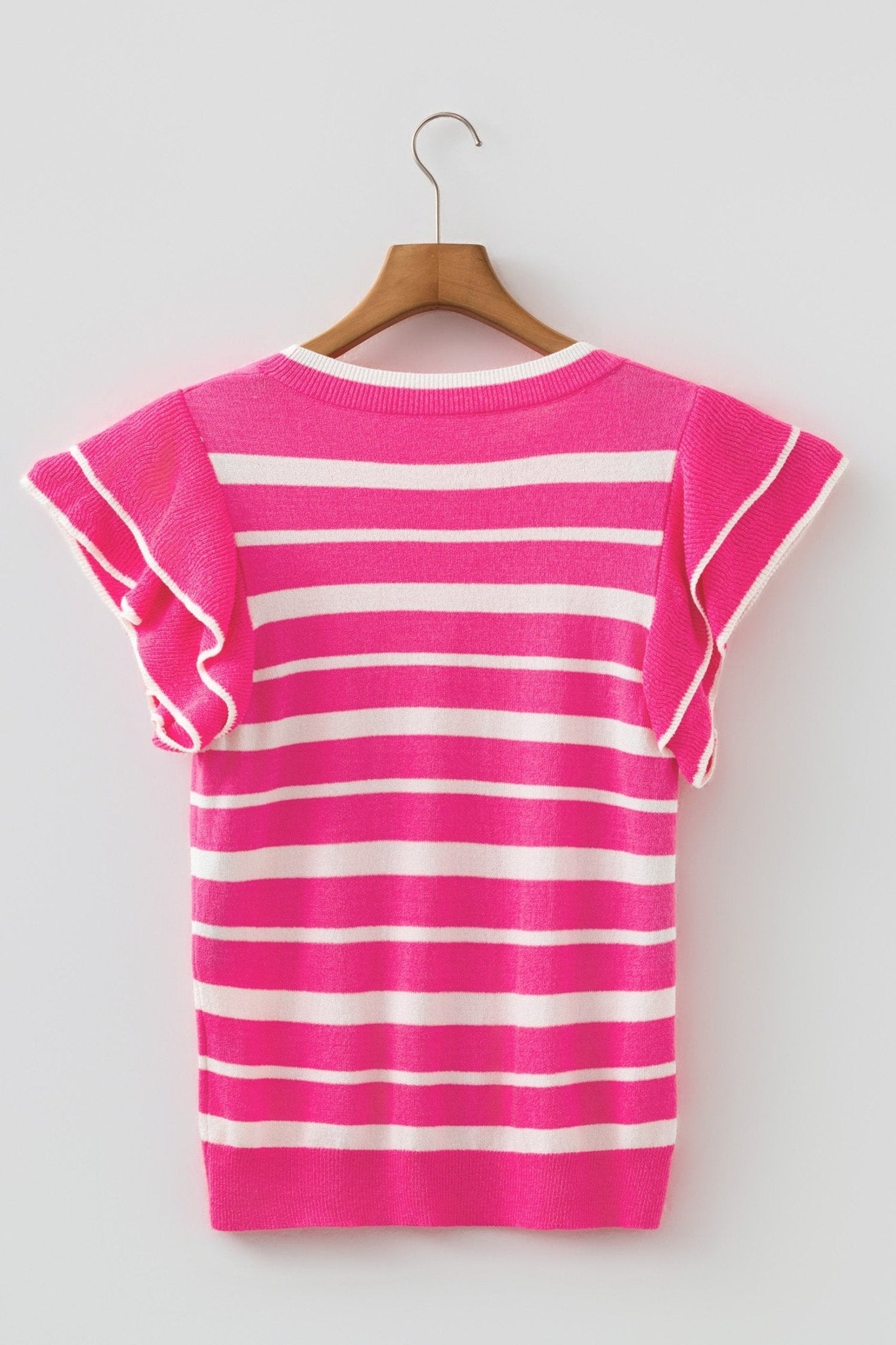 Stripe Ruffle Short Sleeve Knit Sweater - Rooted & Reckless Co.