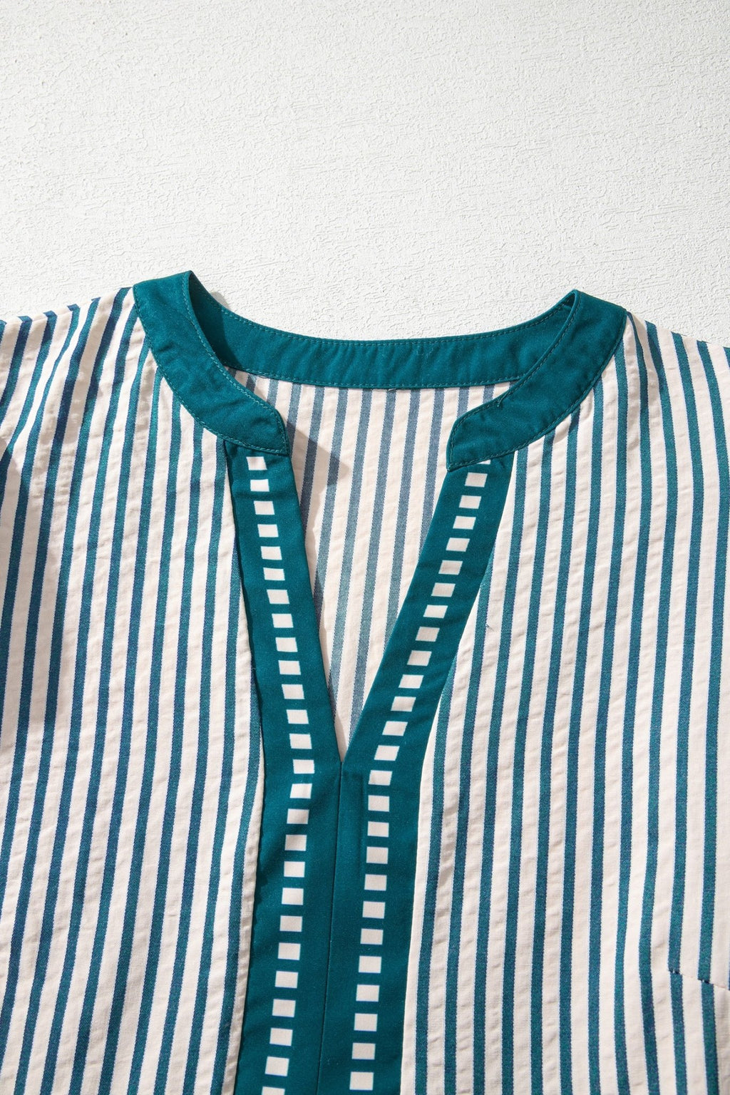 Stripe Ruffle Short Sleeve V-Neck Midi Dress - Rooted & Reckless Co.