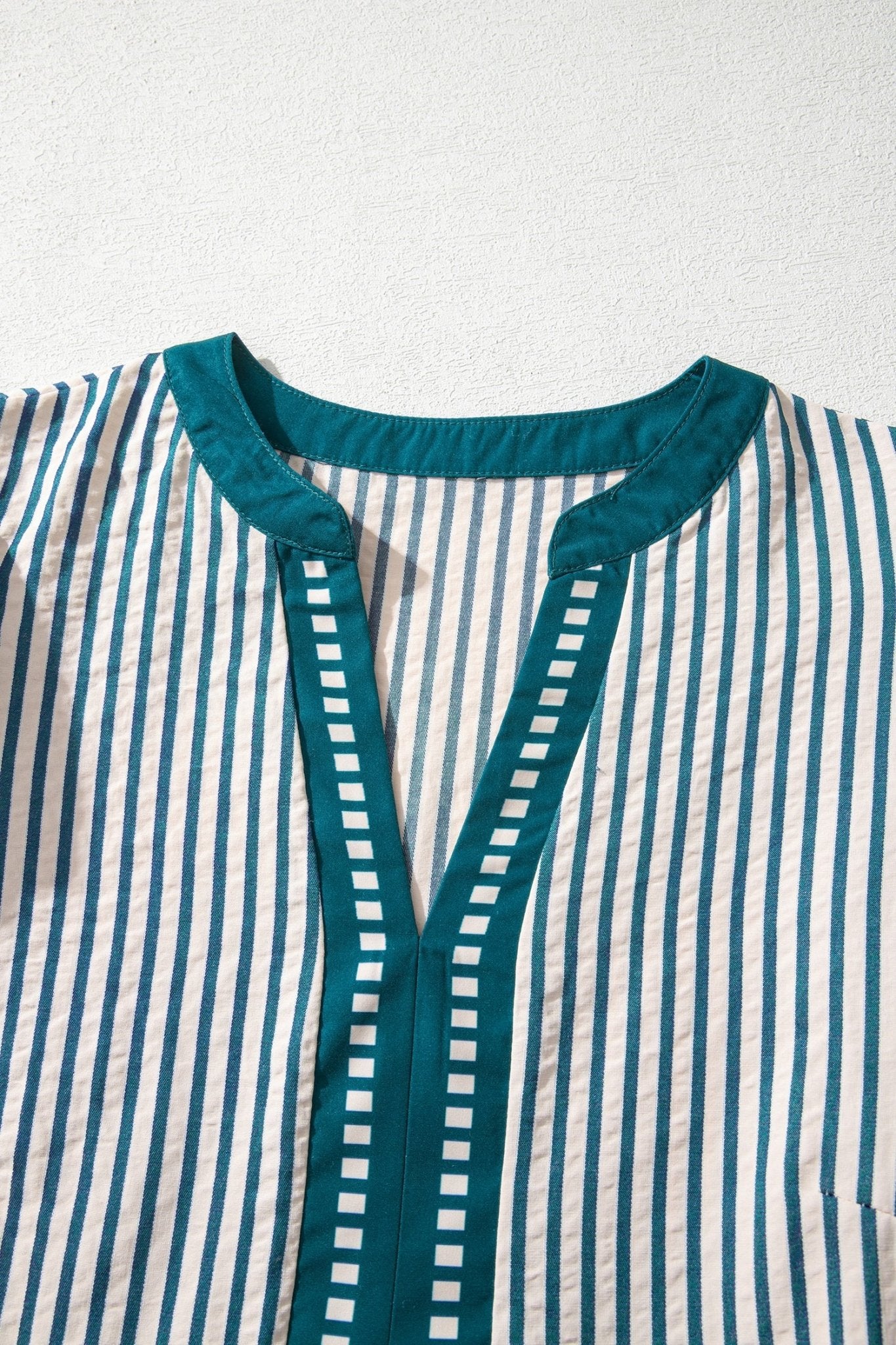 Stripe Ruffle Short Sleeve V-Neck Midi Dress - Rooted & Reckless Co.