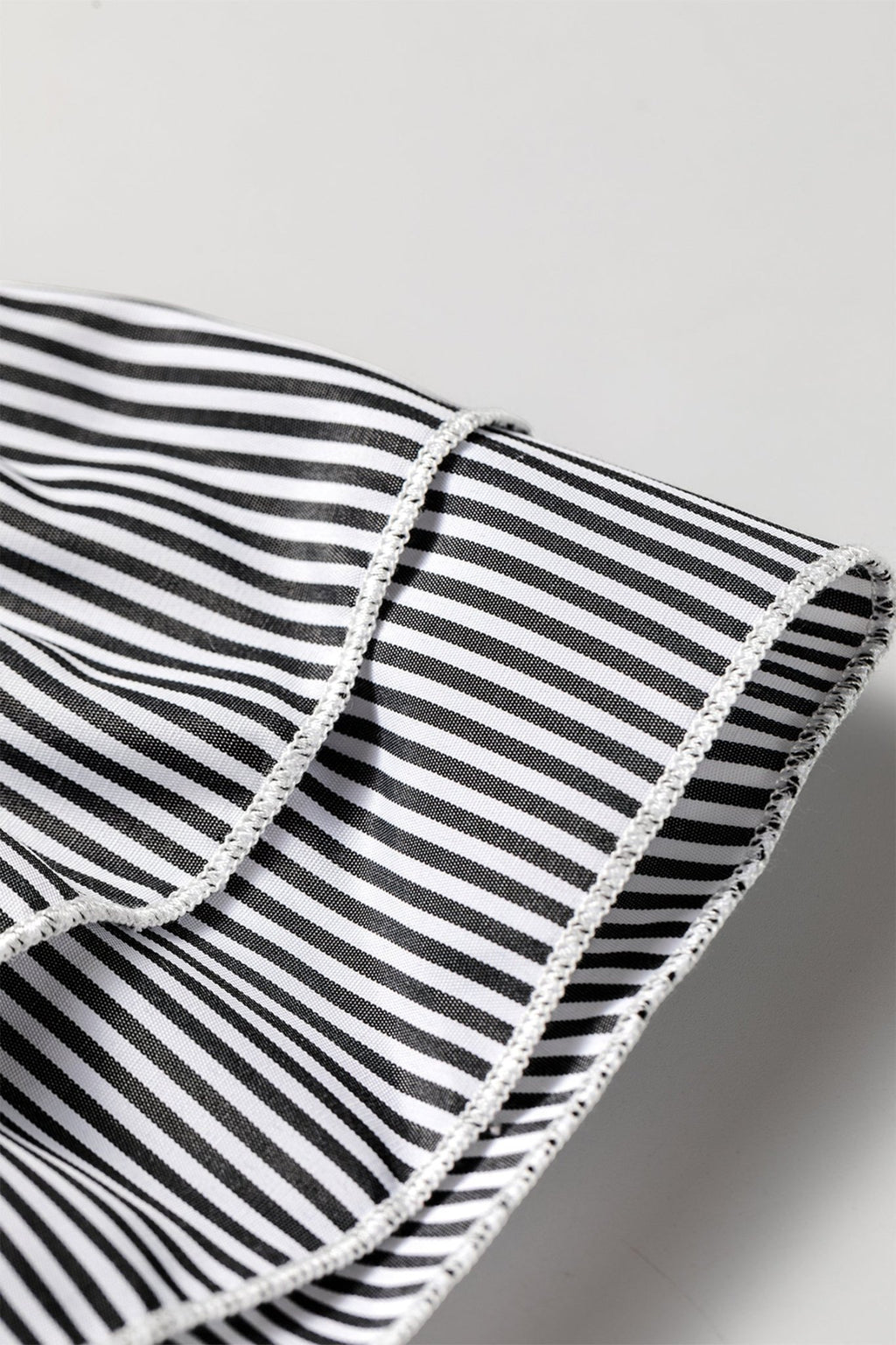 Stripe Ruffle Sleeve Round Neck Blouse - Rooted & Reckless Co.