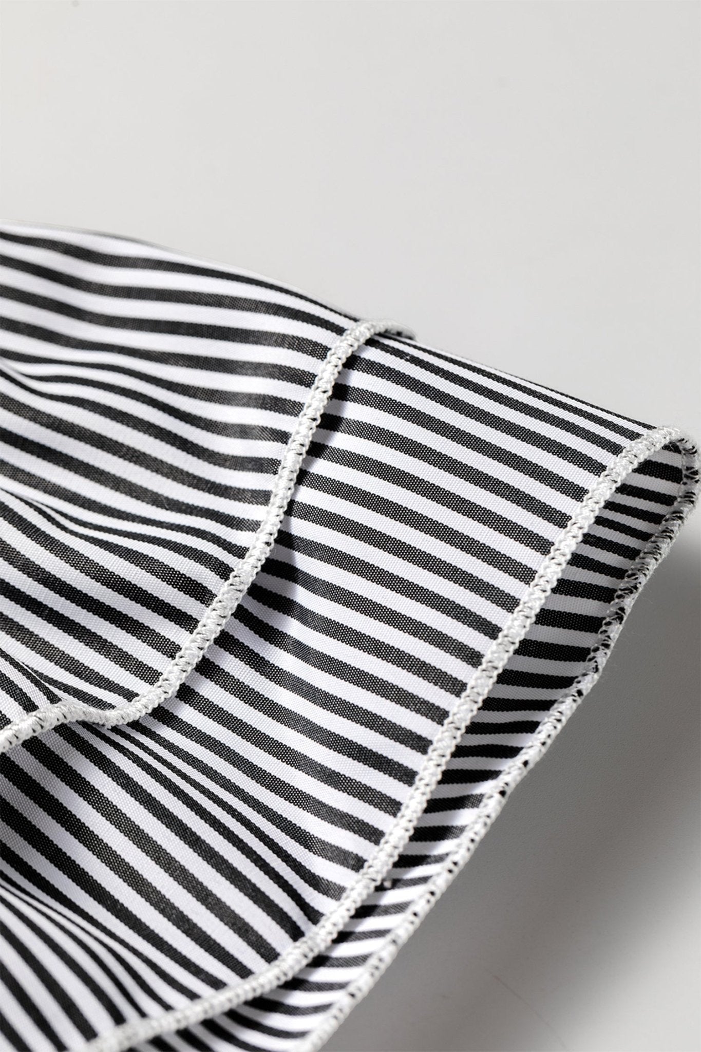 Stripe Ruffle Sleeve Round Neck Blouse - Rooted & Reckless Co.