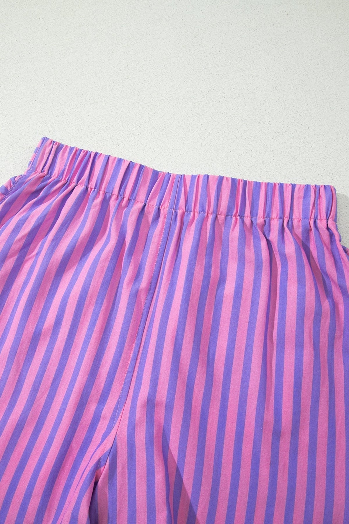 Stripe Ruffle Trim Elastic Waist Shorts - Rooted & Reckless Co.