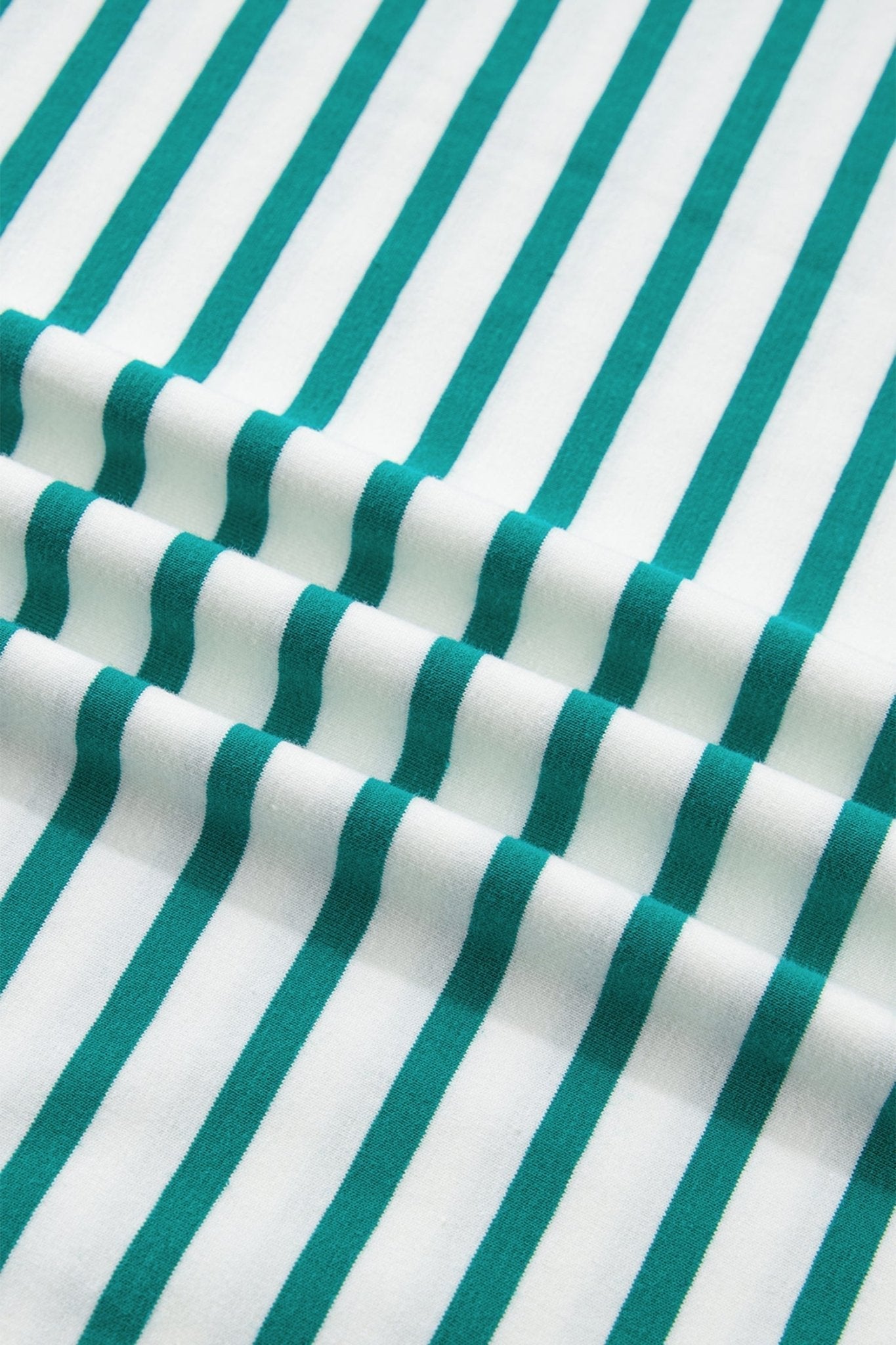 Stripe Scallop Trim Round Neck T-Shirt - Rooted & Reckless Co.