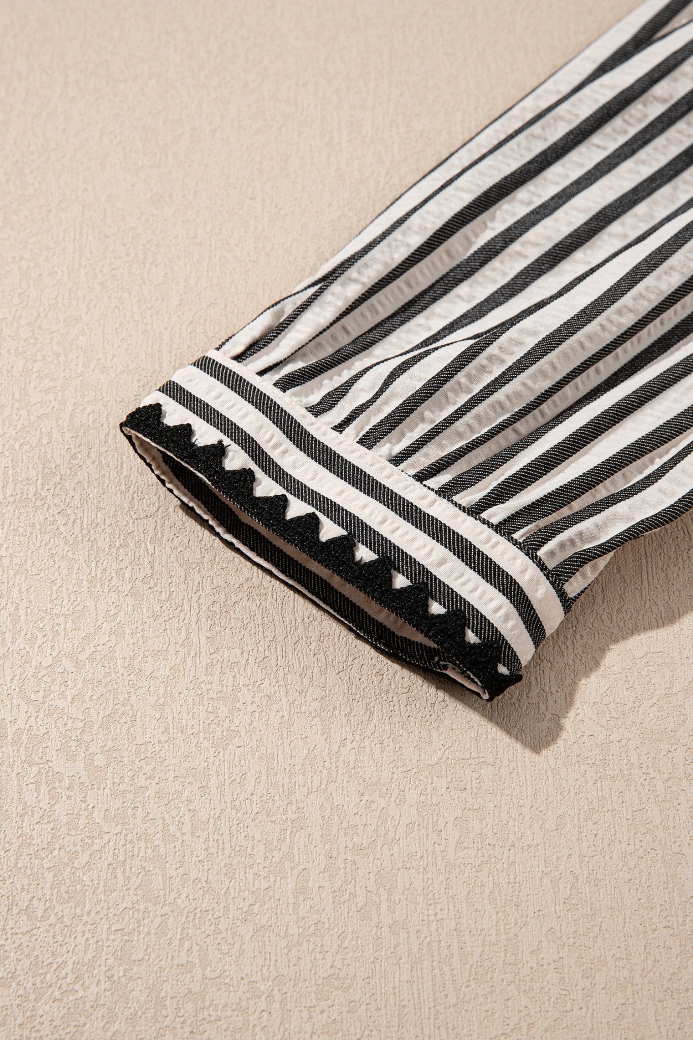 Stripe Scallop Trim Shirt Collar Maxi Dress - Rooted & Reckless Co.