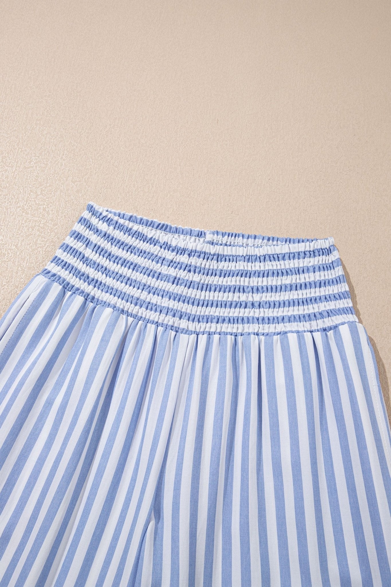 Stripe Shirred High Waist Wide Leg Pants - Rooted & Reckless Co.