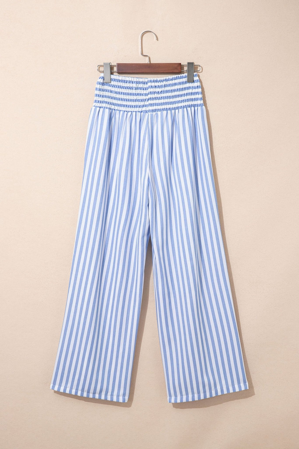 Stripe Shirred High Waist Wide Leg Pants - Rooted & Reckless Co.