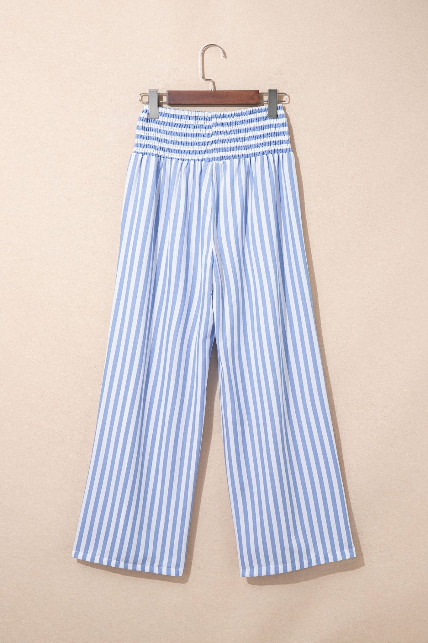 Stripe Shirred High Waist Wide Leg Pants - Rooted & Reckless Co.