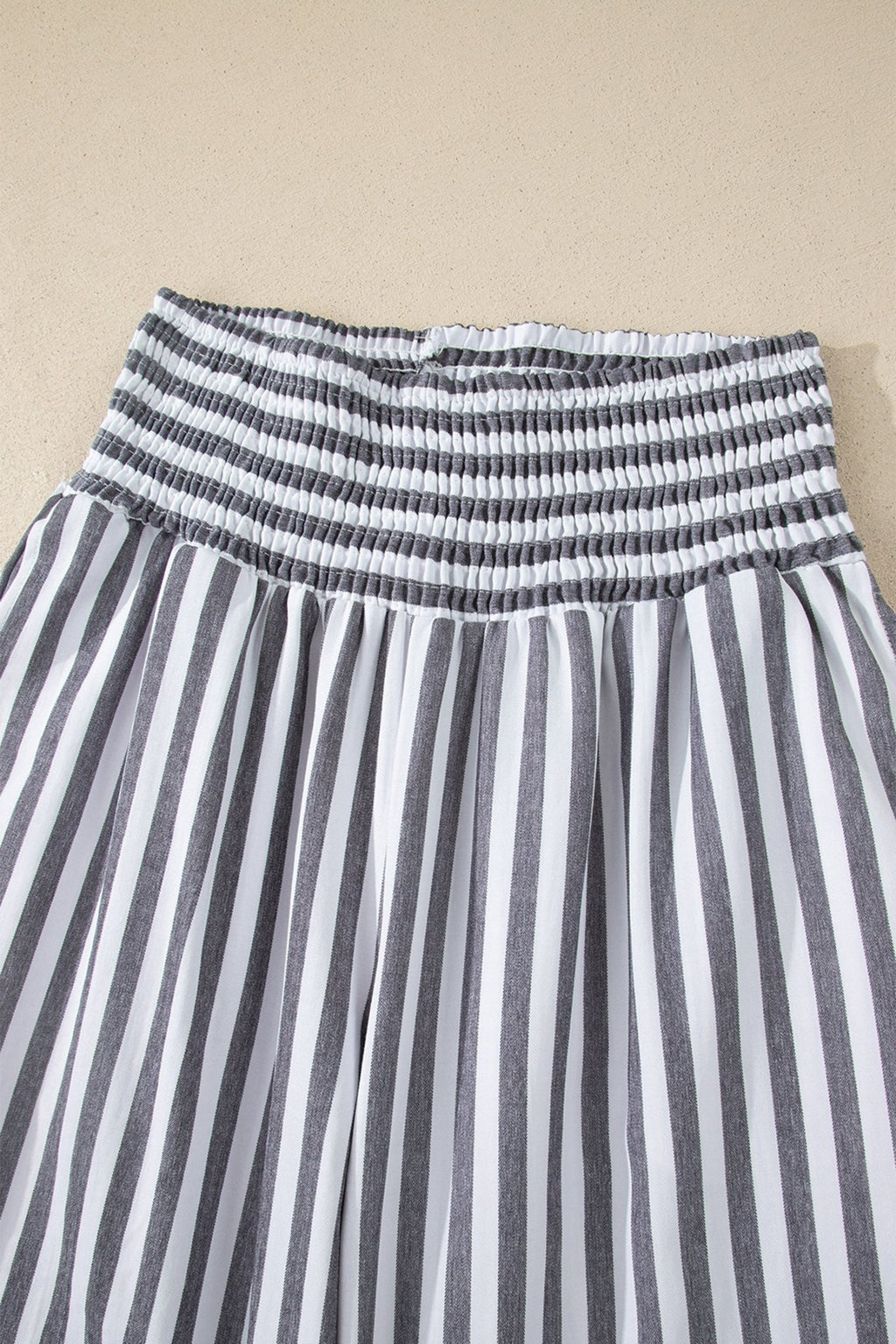 Stripe Shirred High Waist Wide Leg Pants - Rooted & Reckless Co.