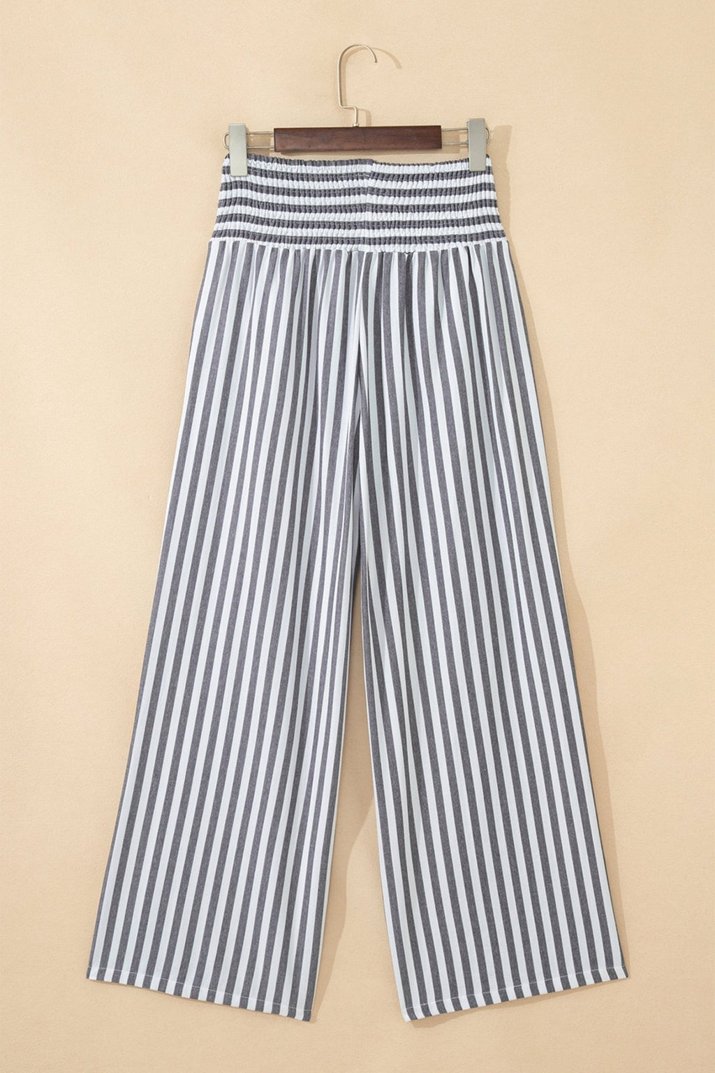 Stripe Shirred High Waist Wide Leg Pants - Rooted & Reckless Co.