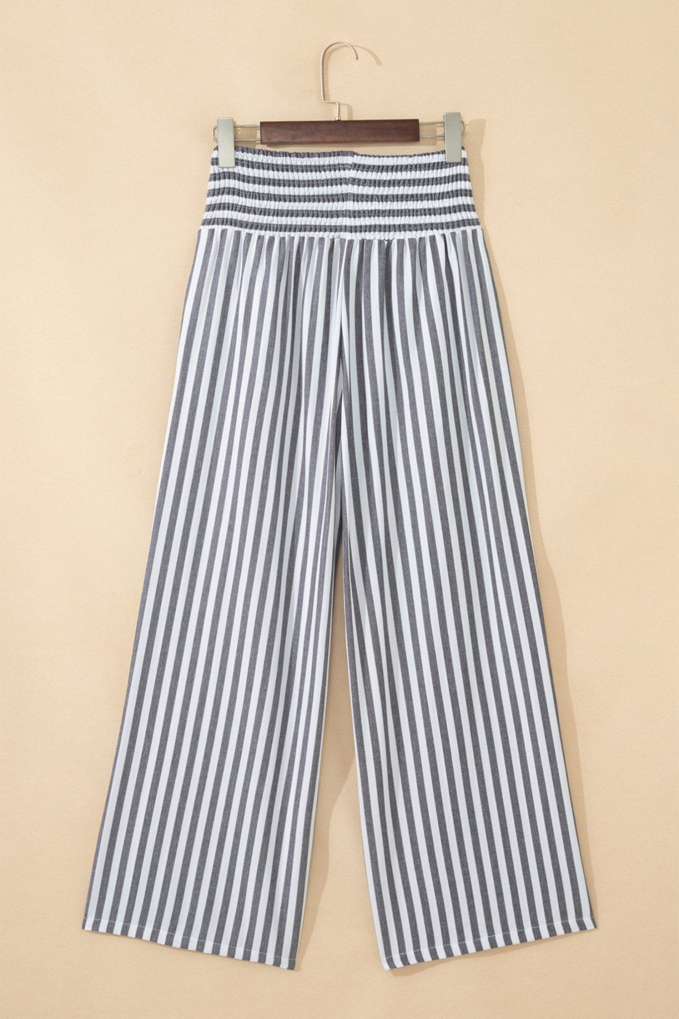 Stripe Shirred High Waist Wide Leg Pants - Rooted & Reckless Co.