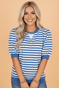 Stripe Short Bubble Sleeve T-Shirt - Rooted & Reckless Co.