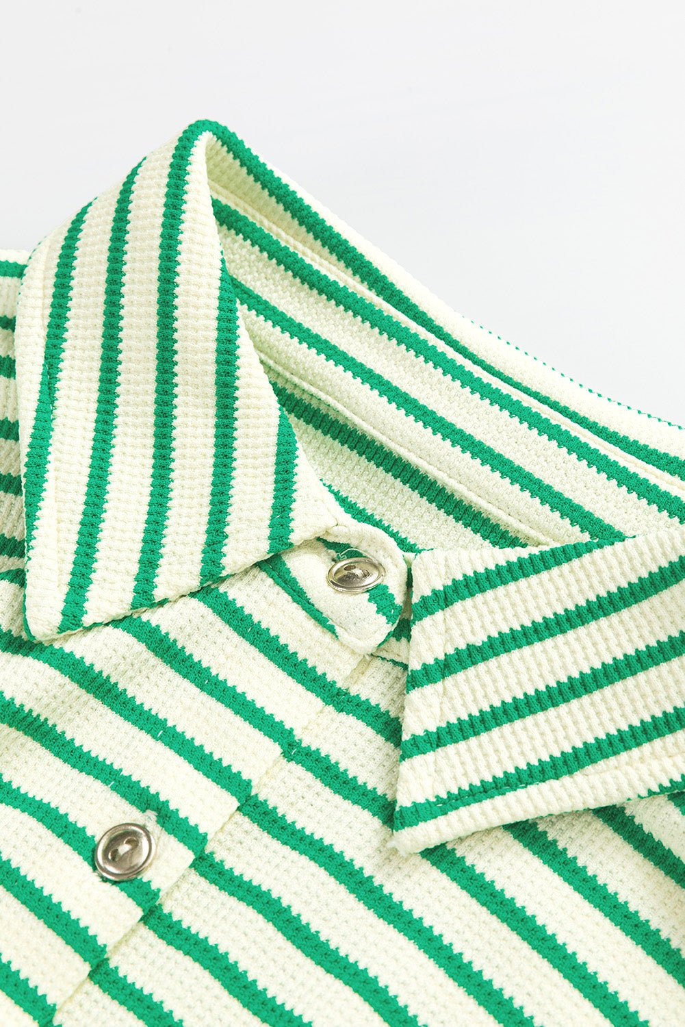 Stripe Short Sleeve Buttoned Collar Belted Romper - Rooted & Reckless Co.