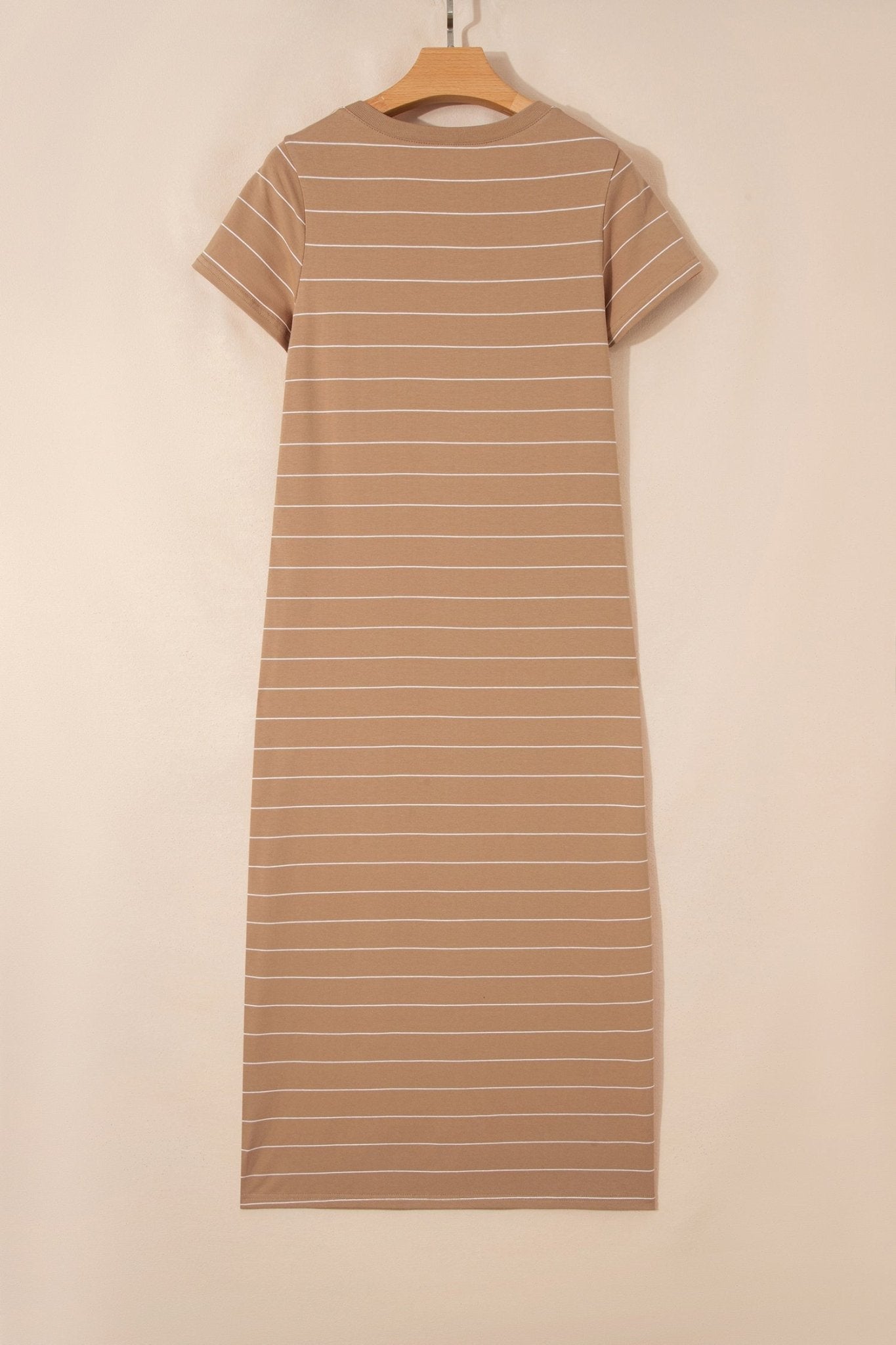 Stripe Short Sleeve Side Slit Maxi Dress - Rooted & Reckless Co.