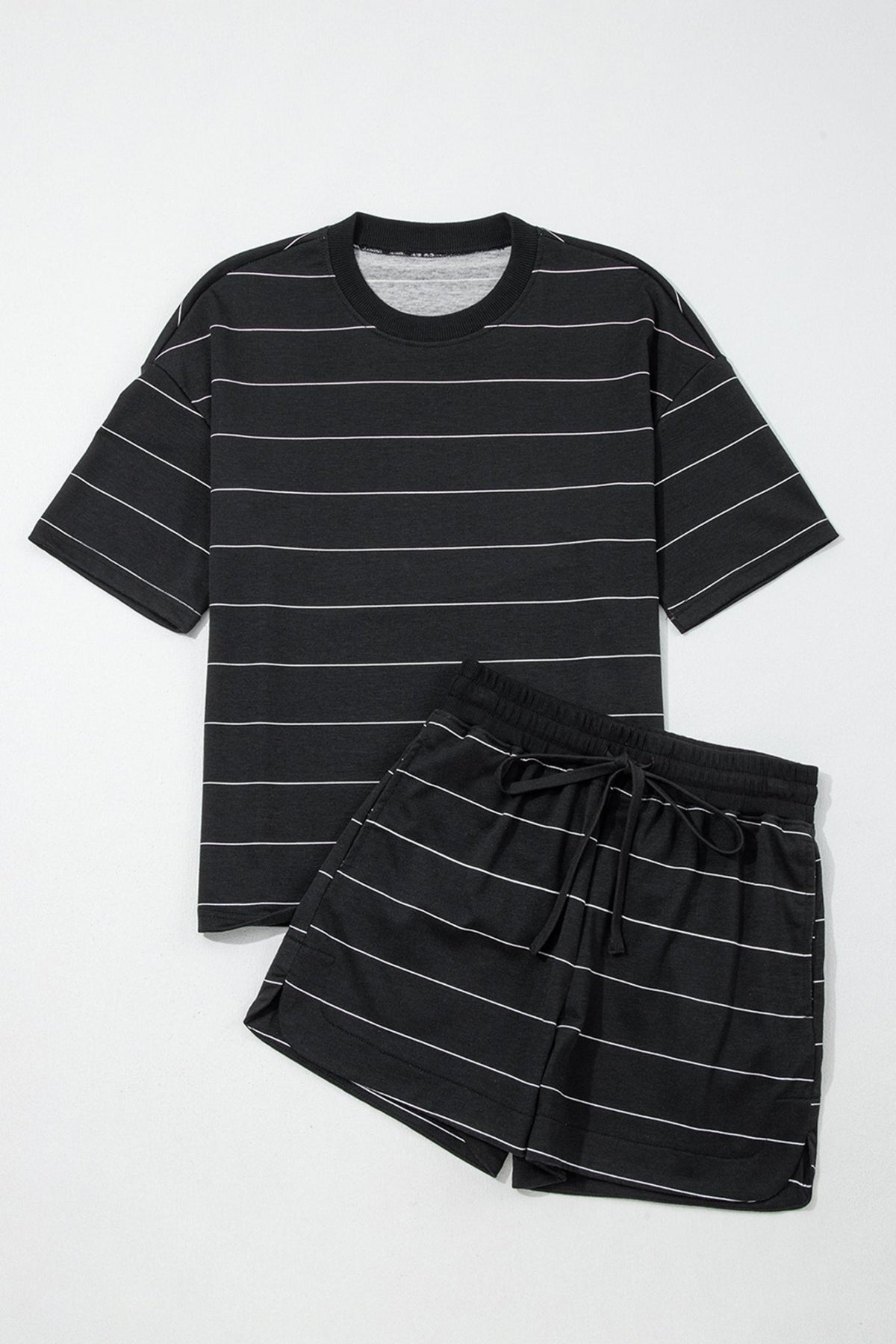 Stripe Short Sleeve Tee & Drawstring Shorts Set - Rooted & Reckless Co.