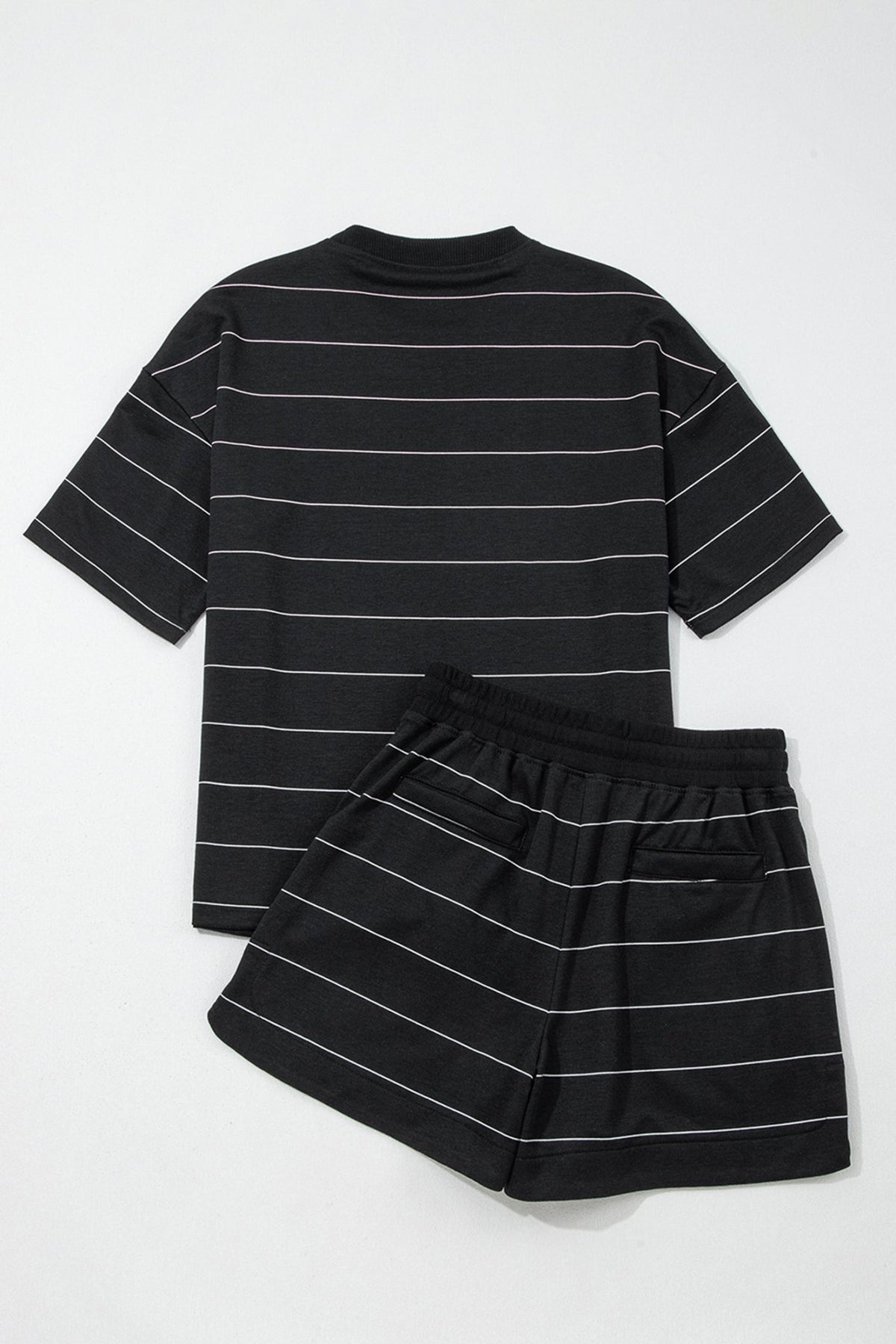 Stripe Short Sleeve Tee & Drawstring Shorts Set - Rooted & Reckless Co.