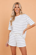 Stripe Short Sleeve Tee & Drawstring Shorts Set - Rooted & Reckless Co.