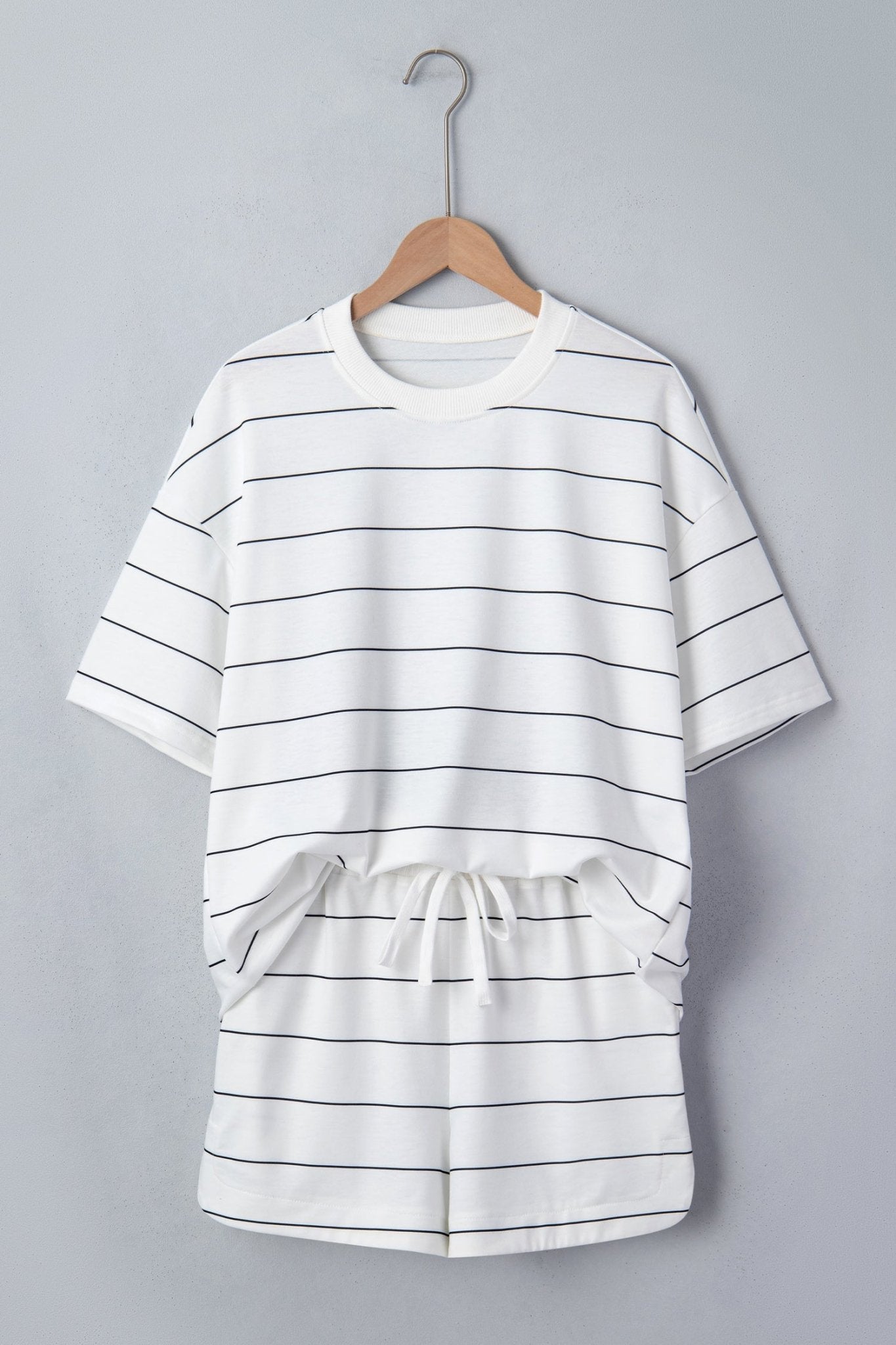 Stripe Short Sleeve Tee & Drawstring Shorts Set - Rooted & Reckless Co.