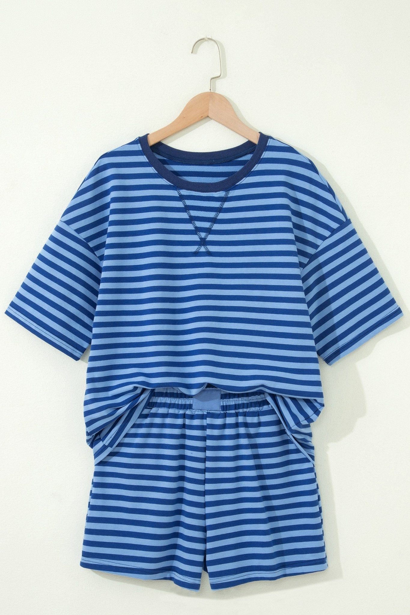 Stripe Short Sleeve Top & High Waist Short Set - Rooted & Reckless Co.