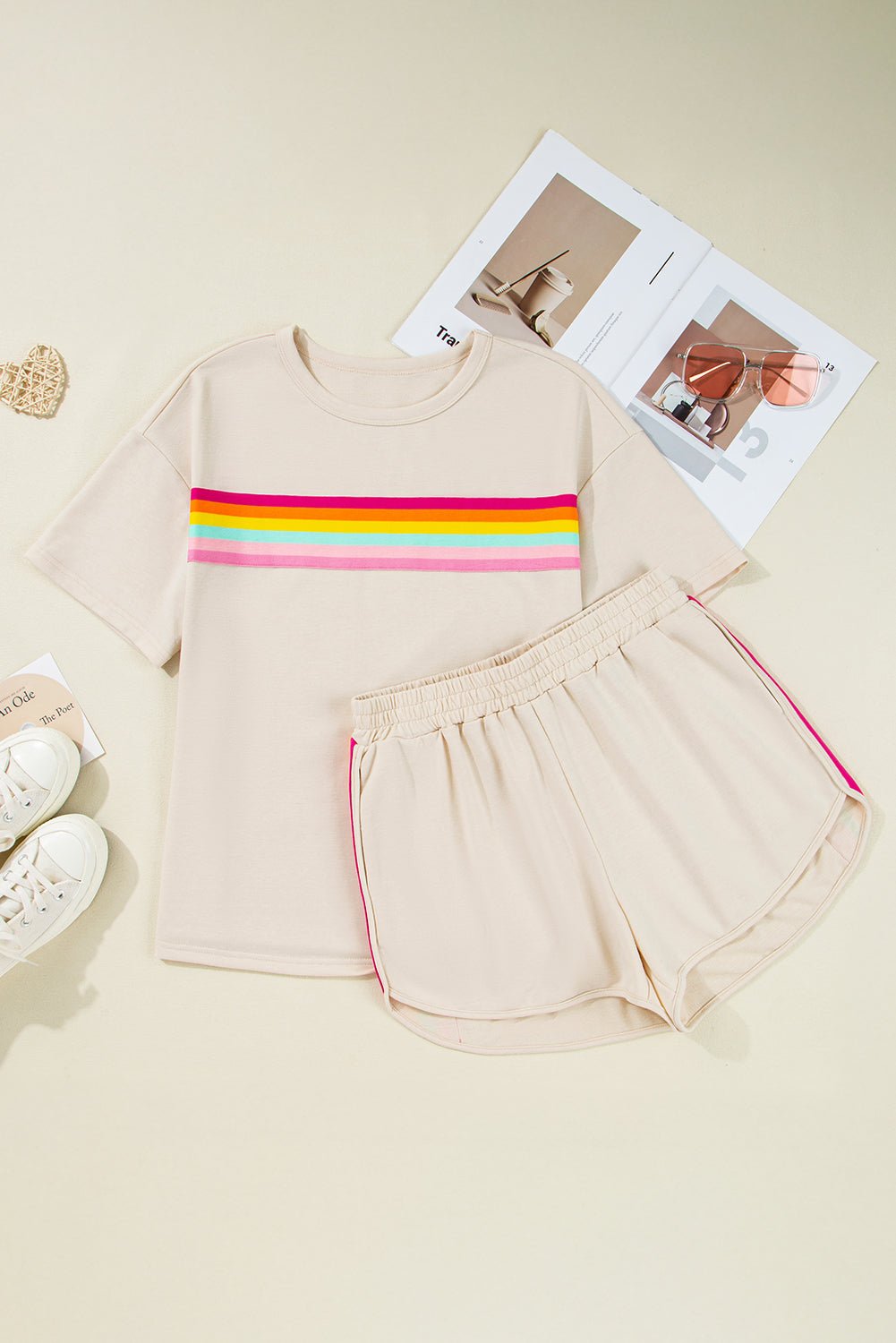 Stripe Short Sleeve Top & Shorts Athleisure Set - Rooted & Reckless Co.