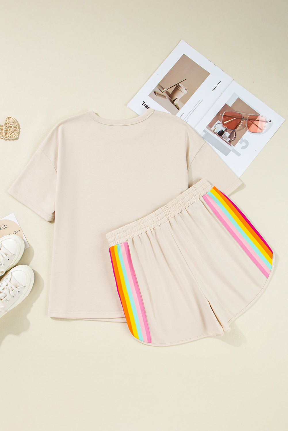 Stripe Short Sleeve Top & Shorts Athleisure Set - Rooted & Reckless Co.